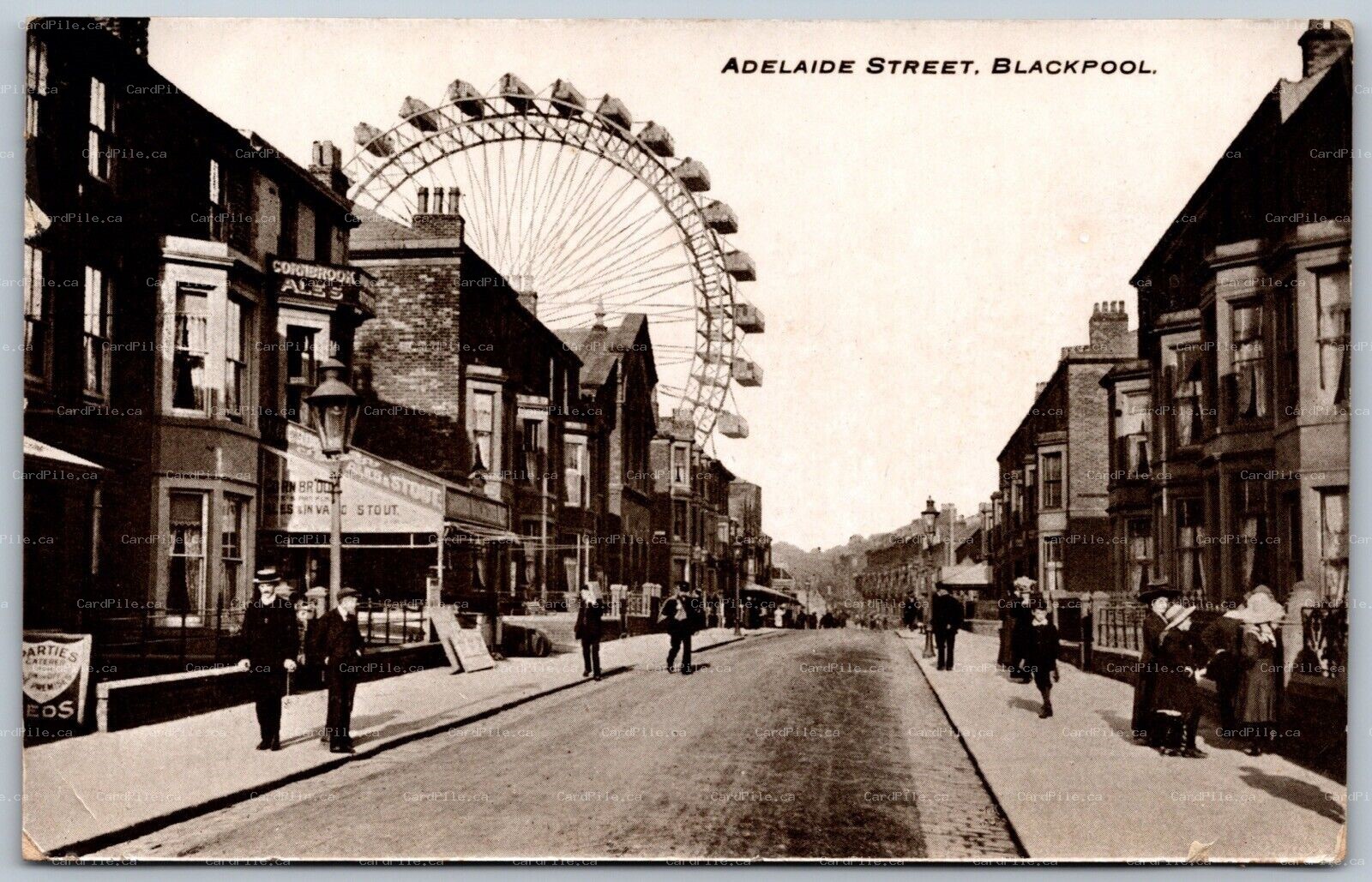 Postcard Blackpool UK c1910s Adelaide Street Wheel Beer Sign Ales & Stout