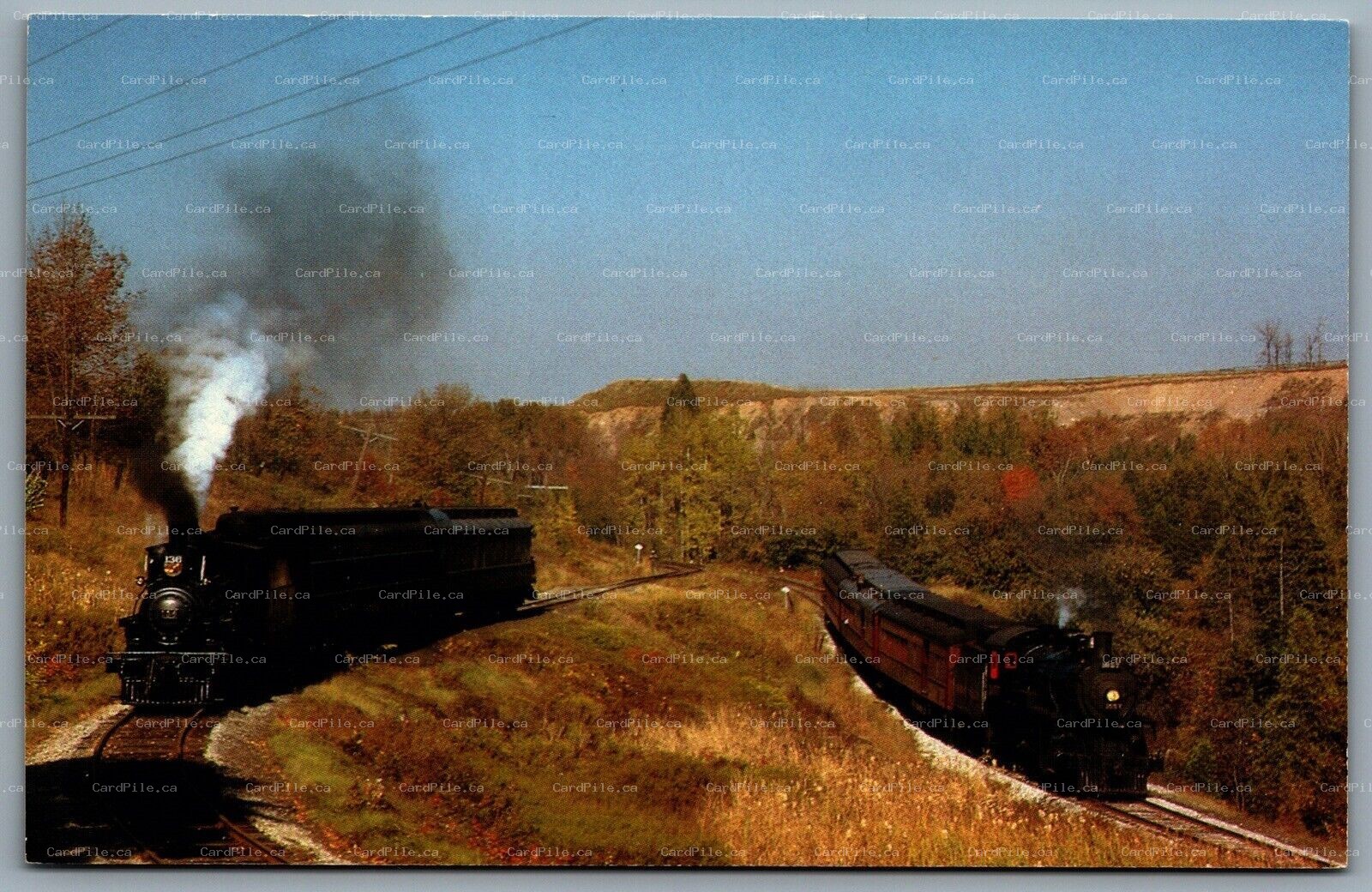Postcard Cataract ONT c1975 4-4-0 No. 136 & 4-6-0 No. 1057 Credit river Valley