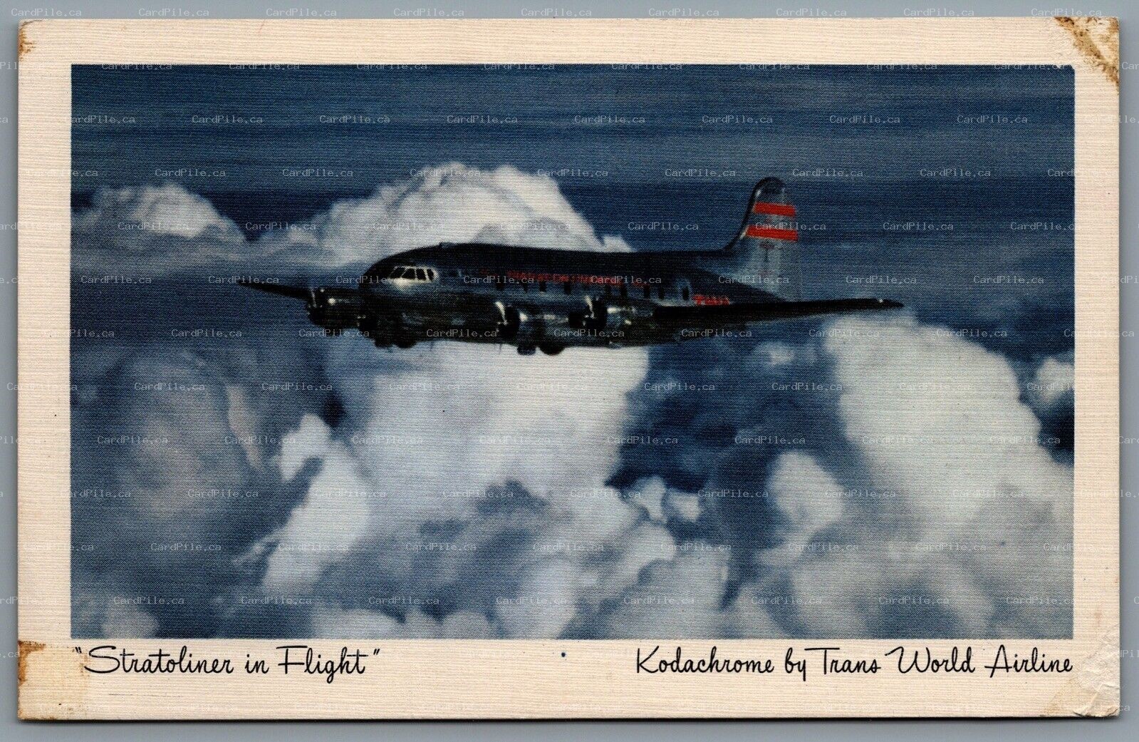 Postcard c1948 TWA Airlines Stratoliner in Flight Advertisement Airline Issued