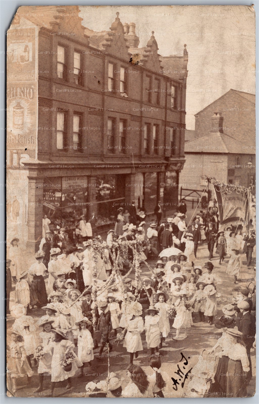 Postcard RPPC c1908 Bulwell United Kingdom Market Place Parade