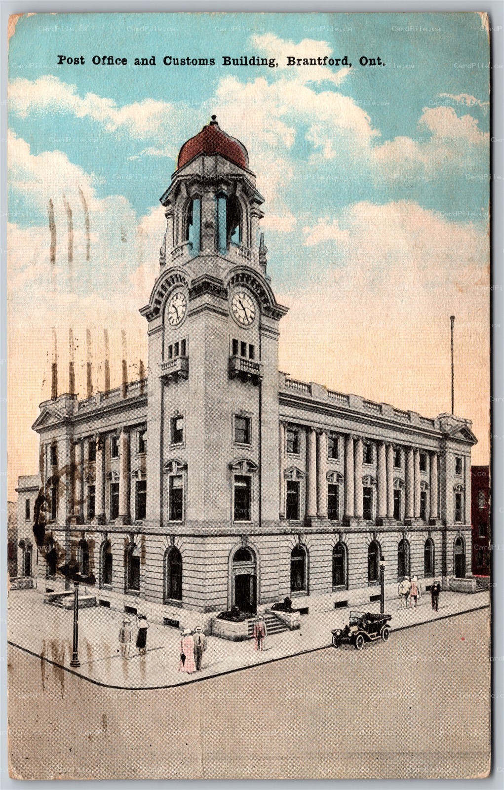 Postcard Brantford Ontario c1920 Post Office and Customs Building Brant County