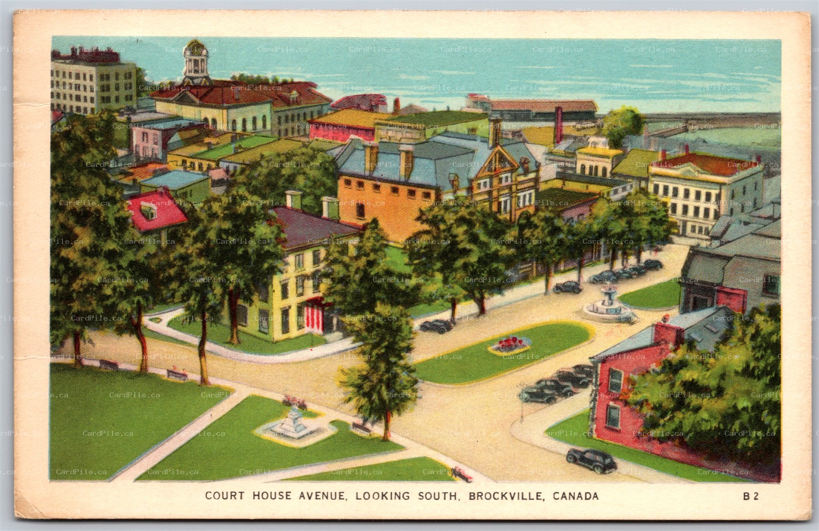 Postcard Brockville Ontario c1953 Court House Avenue Looking South 