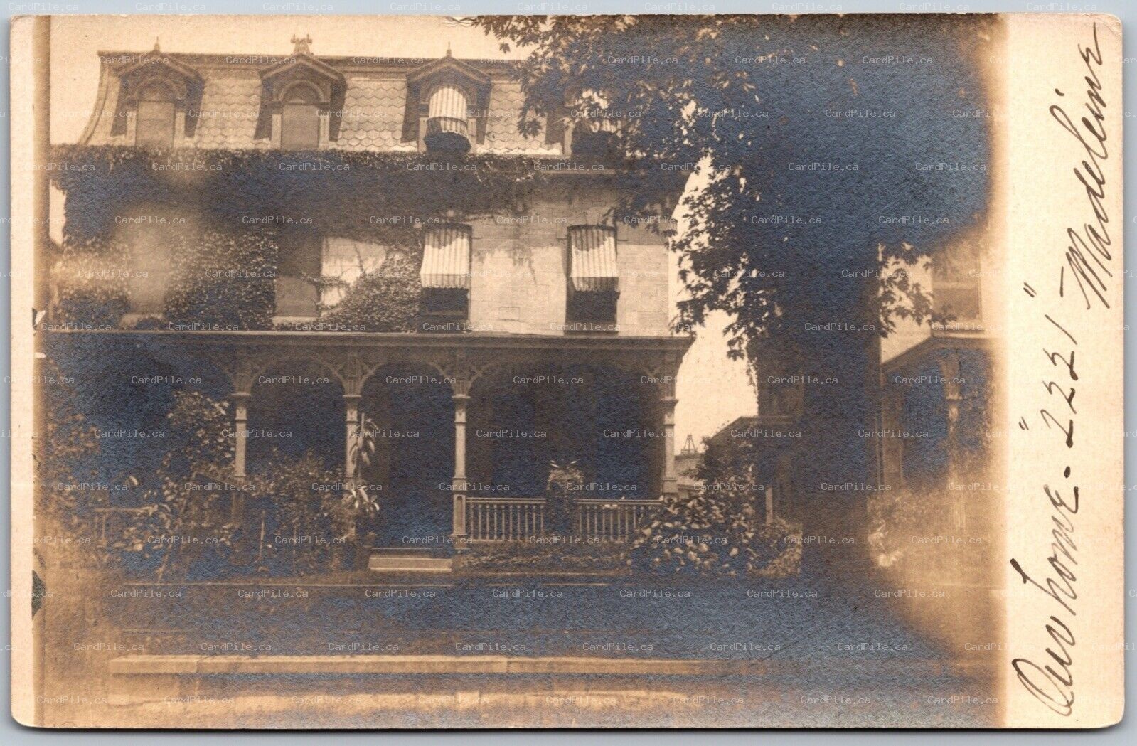 Postcard RPPC c1903 Postmarked Philadelphia PA 2221 Madeline View of Home