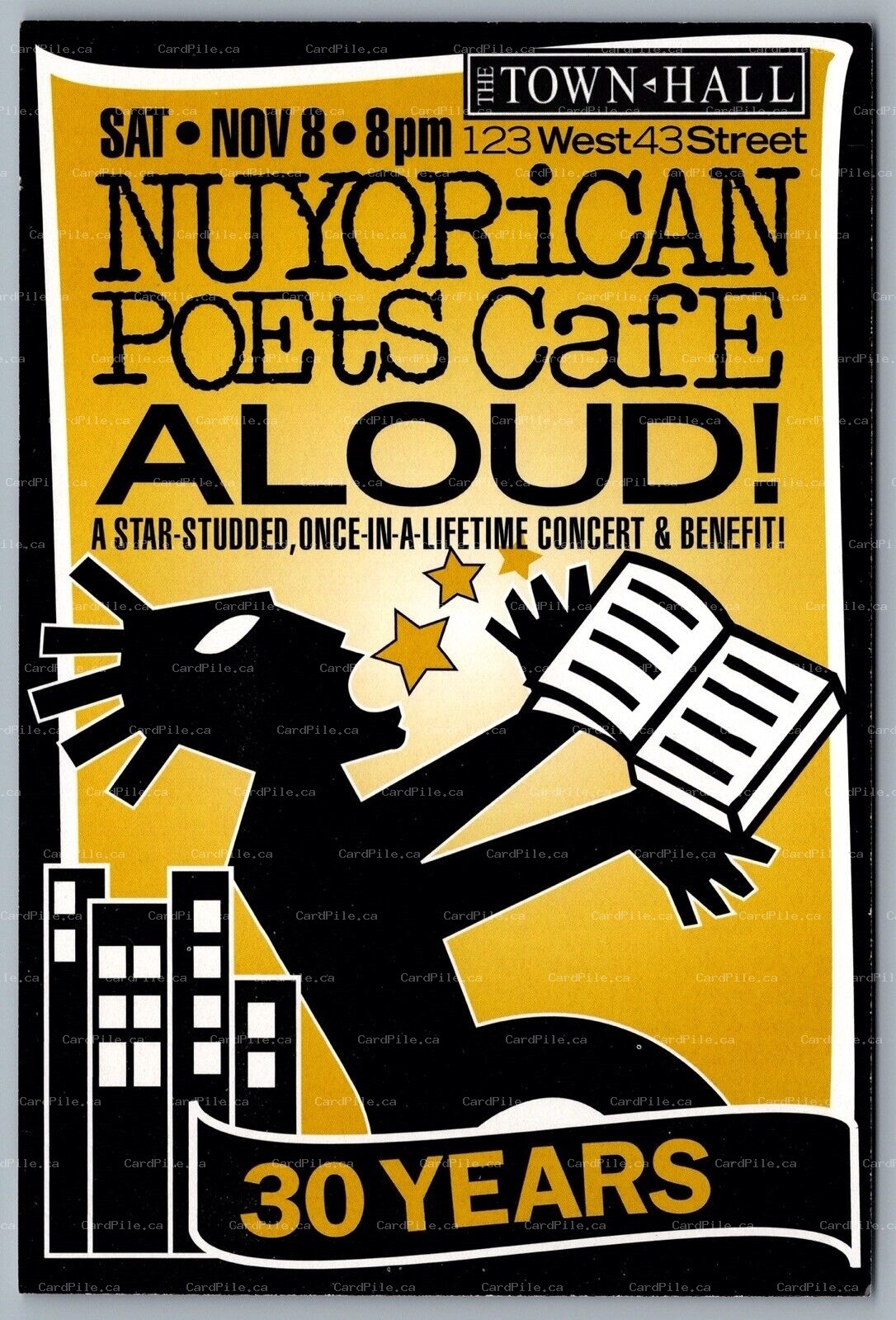 Postcard c2000s Nuyorican Poets Cafe Aloud! Advertisement The Town Hall New York