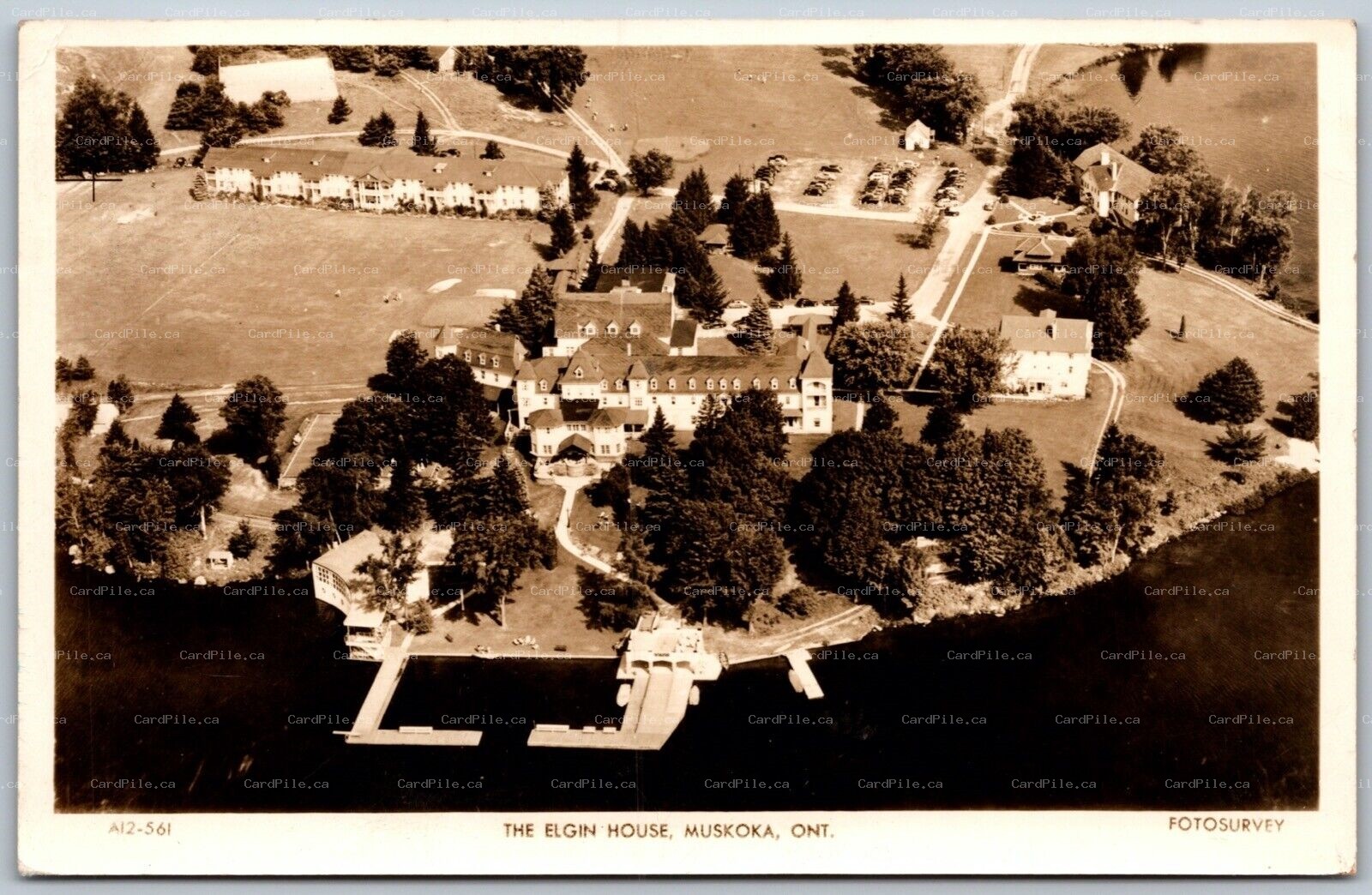 Postcard RPPC c1949 Muskoka Ontario The Elgin House Aerial View
