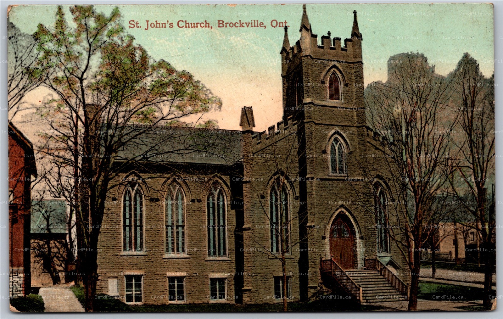 Postcard Brockville Ontario c1910s St. Johns Church Leeds and Grenville County