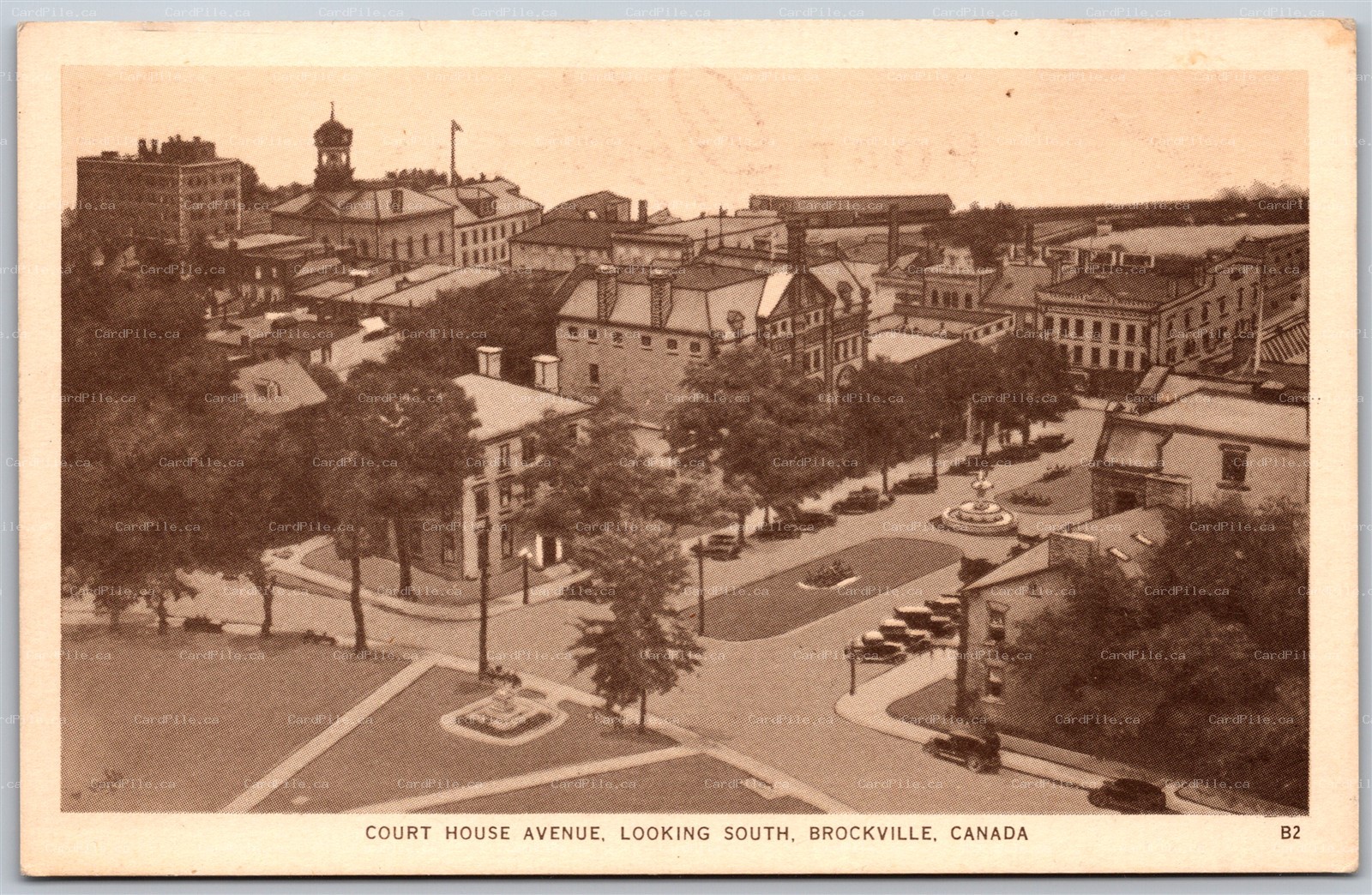 Postcard Brockville Ontario c1940s Court House Avenue Looking South