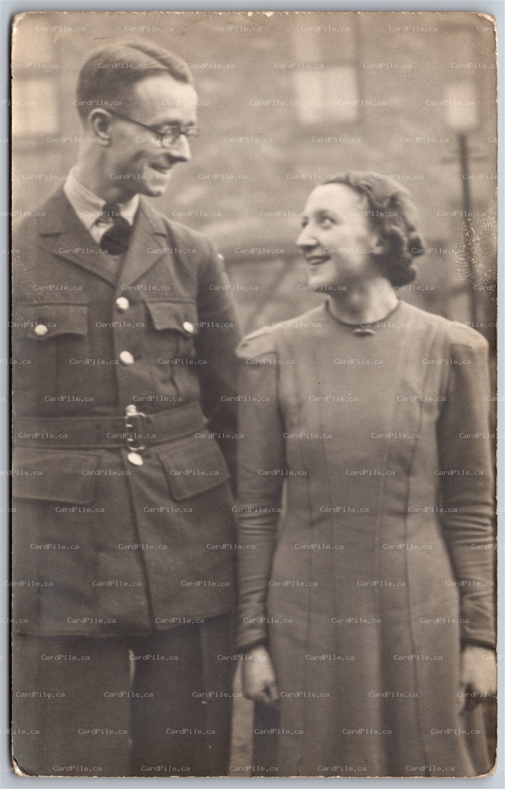 Postcard RPPC c1920s England Couple Royal Air Force Soldier or Officer