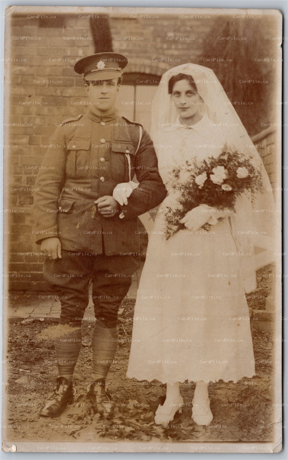 RPPC c1910s England Photo of Couple Soldier Wedding? by John Aston of Darlaston