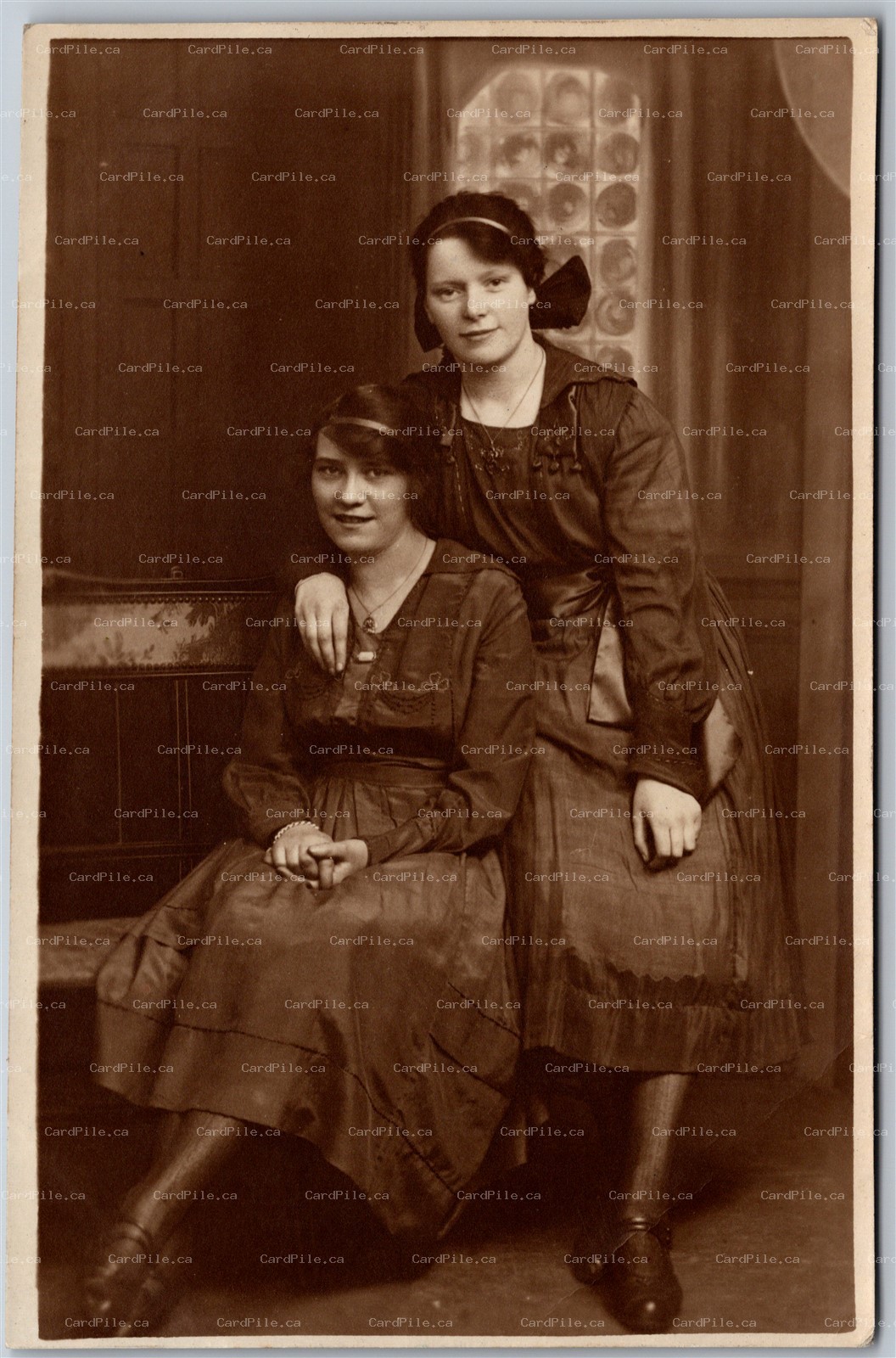 Postcard RPPC c1920s England Studio Photo of Two Ladies Lesbian Interest?