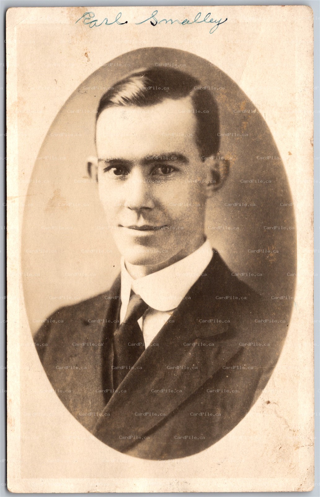 Postcard RPPC c1910s Studio Photo of Earl Smalley inscribed Chatsworth Ontario