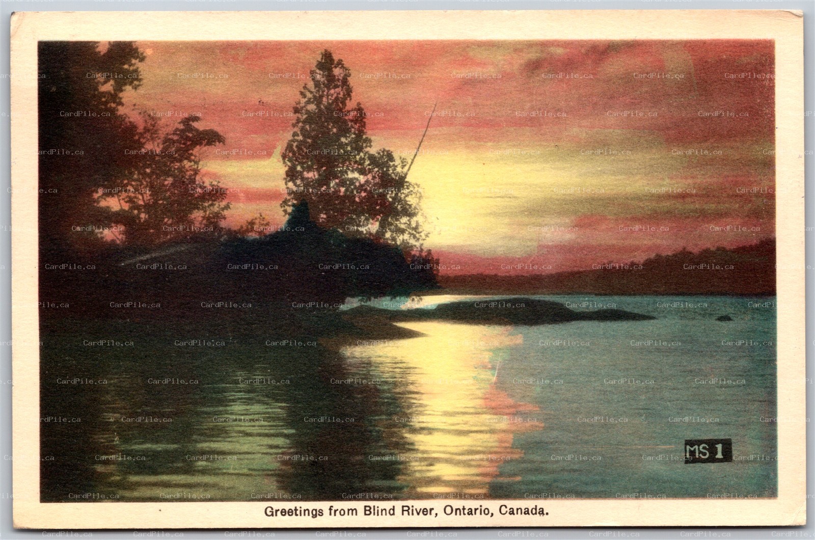 Postcard c1951 Greetings From Blind River Ontario Scenic View