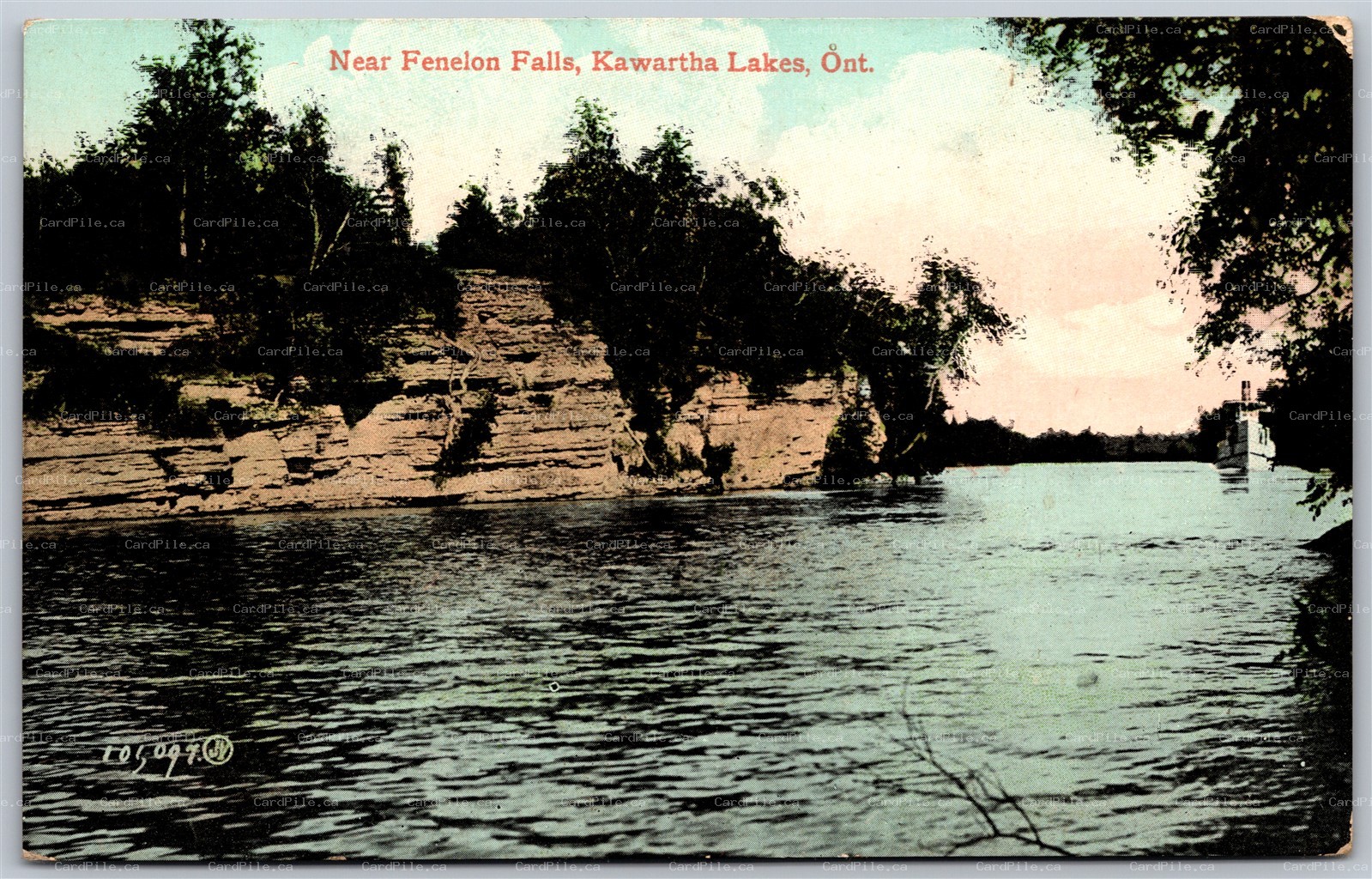 Postcard Kawartha Lakes ONT c190? Near Fenelon Falls Split Ring Burritts Rapids
