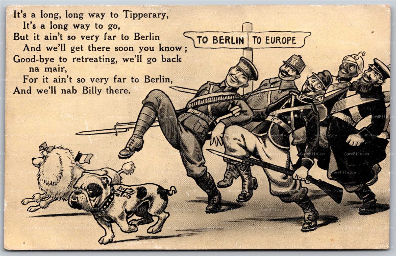 Postcard c1910s War Propoganda It's a long, long way to Tipperary .. Nab Billy