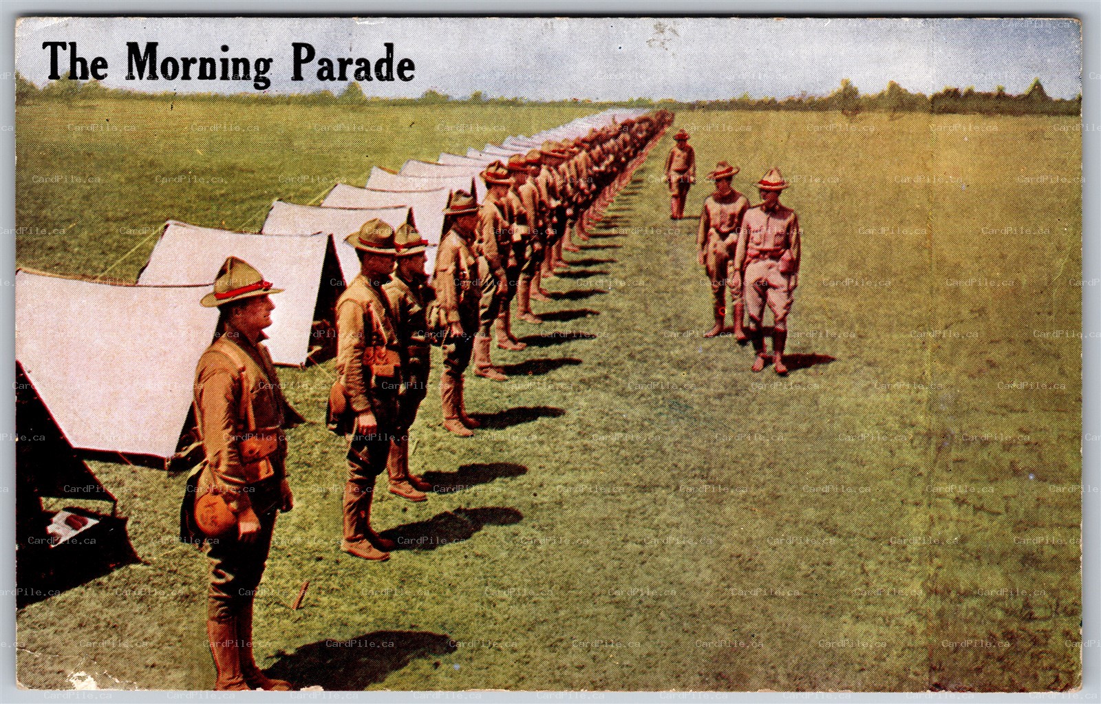 Postcard United States The Morning Parade Troops Camp Tents by Bergman