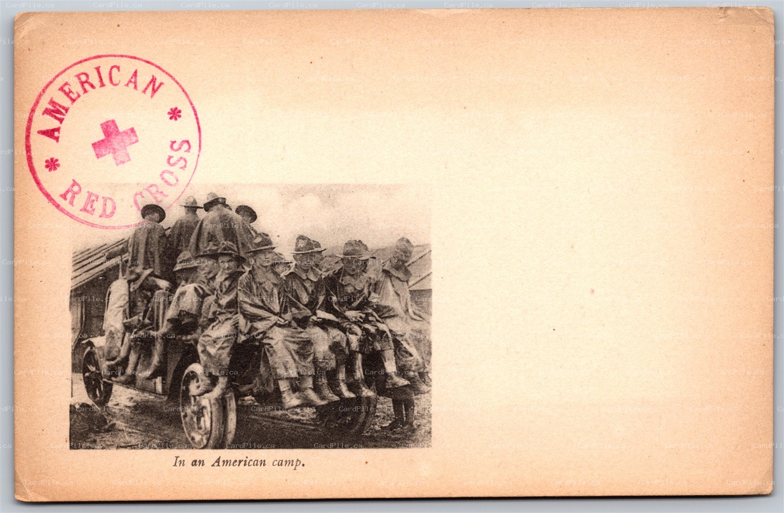 Postcard c1910s In An American Camp Troops on Truck Red Cross WW1 A