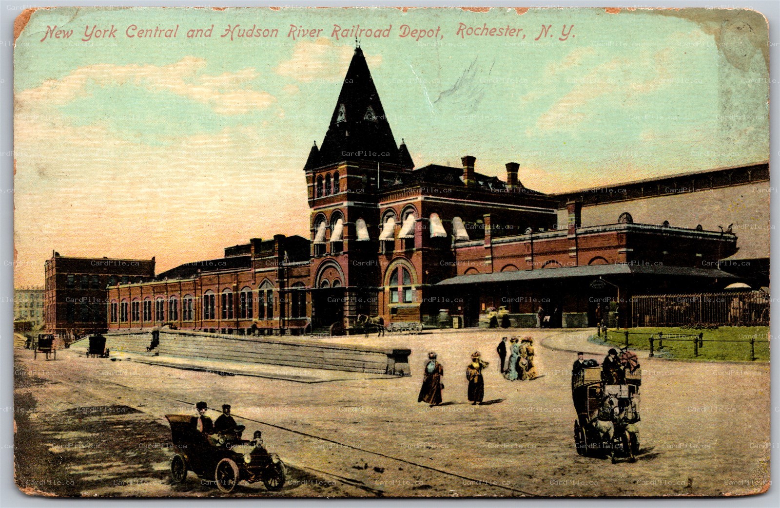 Postcard Rochester NY New York Central and Hudson River Railroad Depot