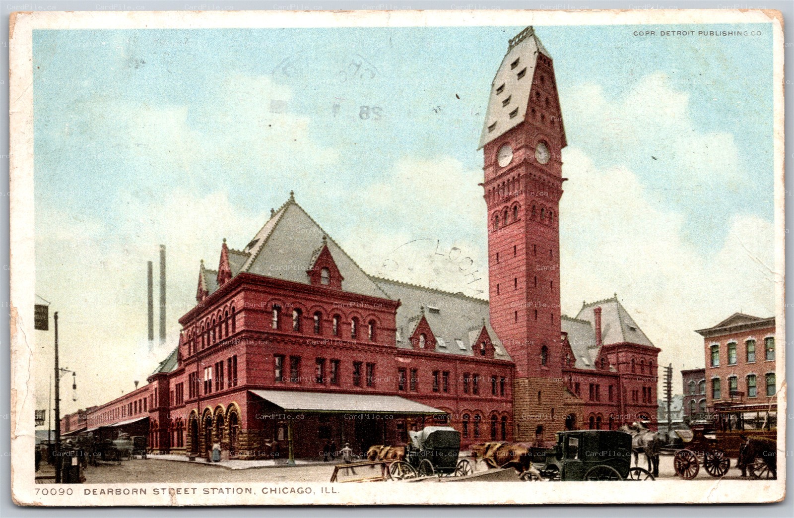 Postcard Chicago IL c1912 Dearborn Street Station Split Ring Lochaber Quebec