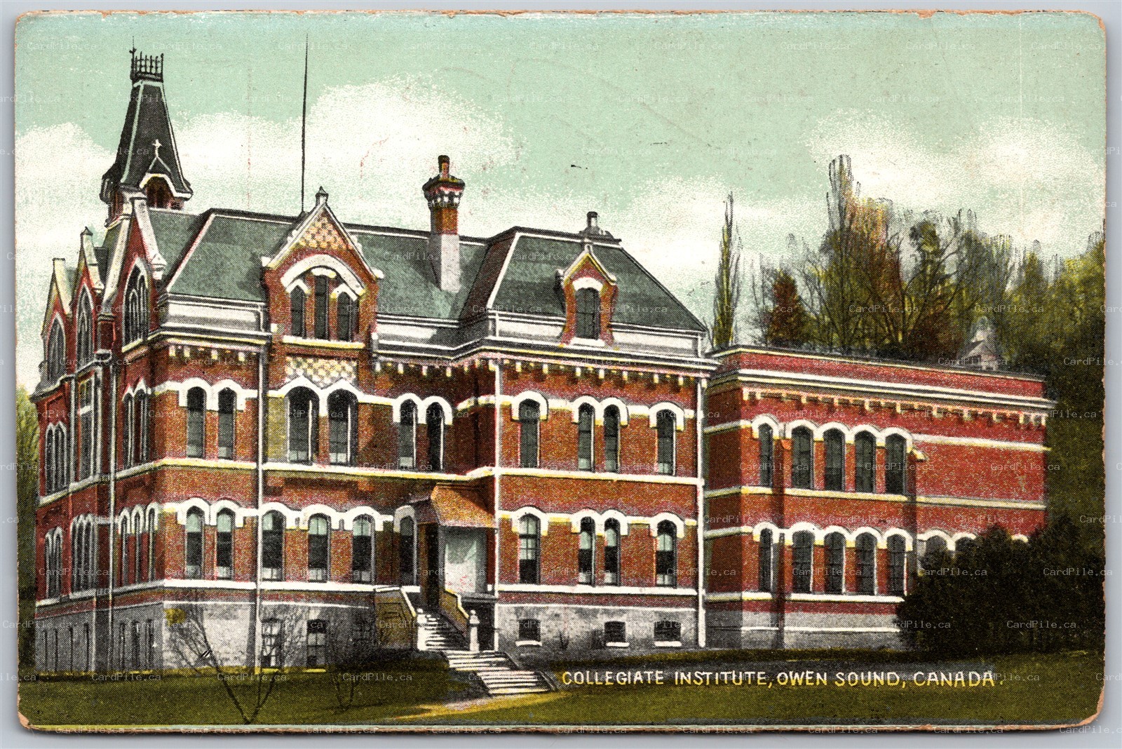 Postcard Owen Sound Ontario c1910s Collegiate Institute Grey County
