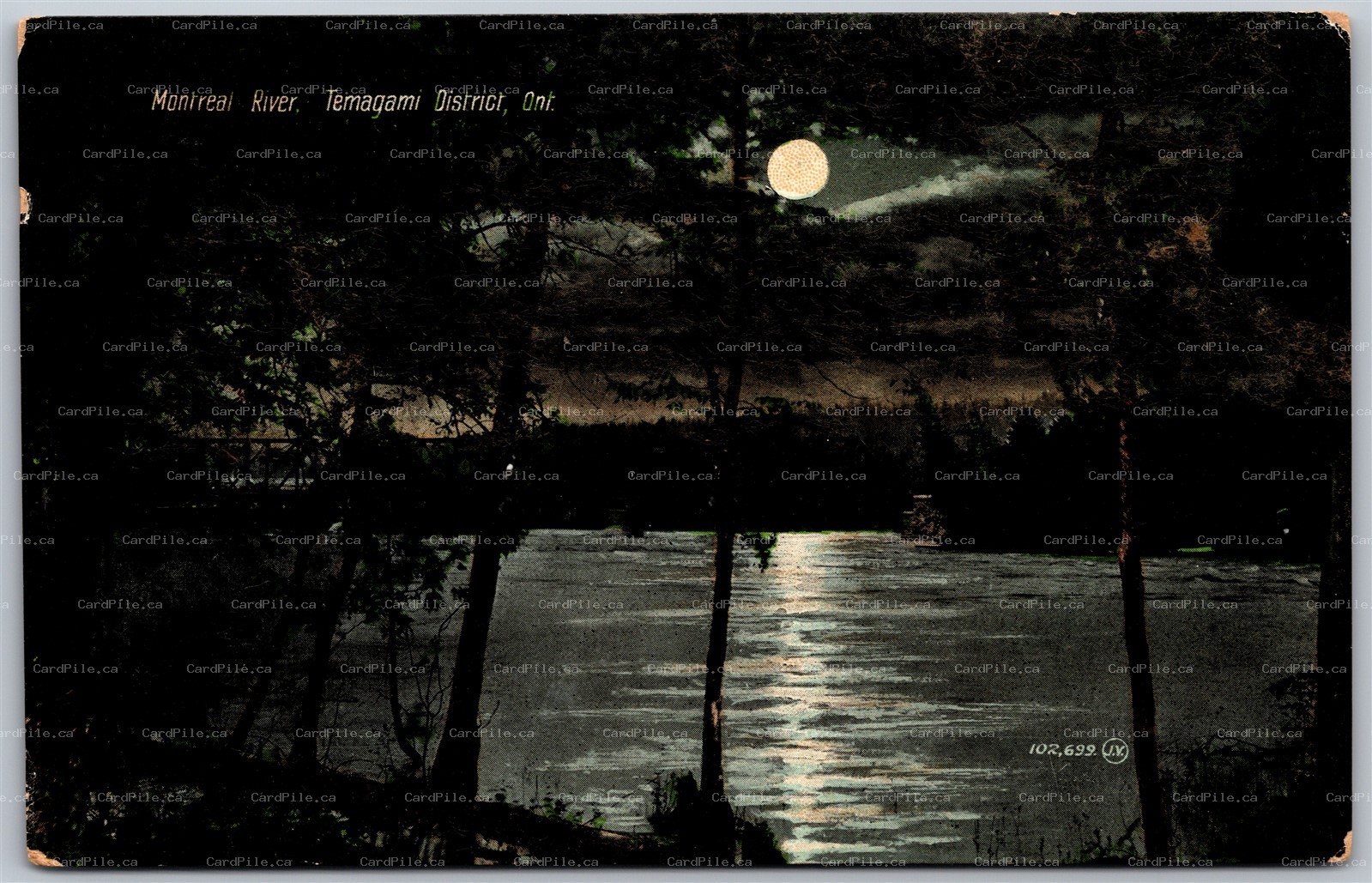 Postcard Temagami Ontario c1910s Montreal River Scenic Night View