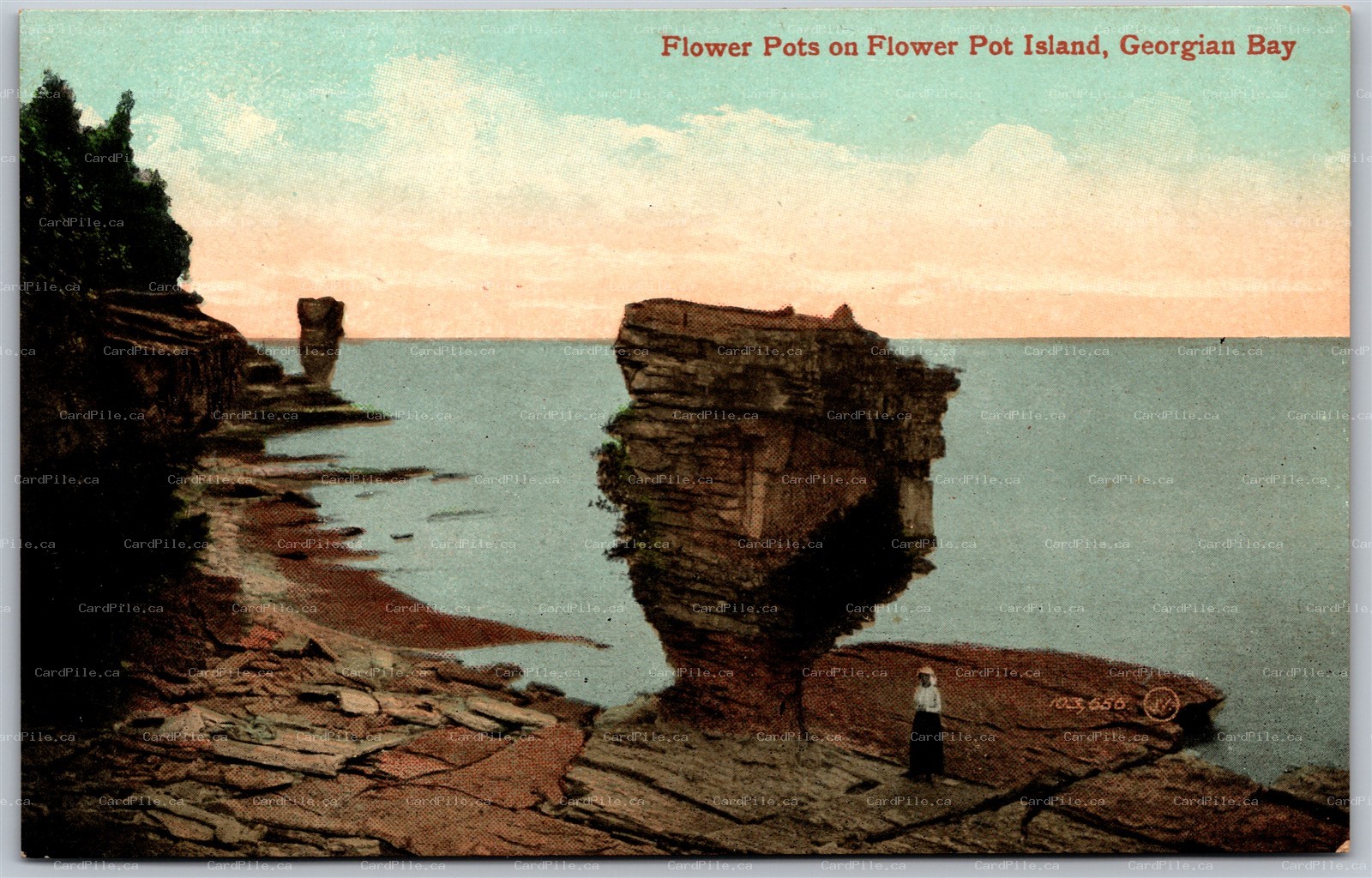 Postcard Georgian Bay Ontario c1910s Flower Pots on Flower Pot Island