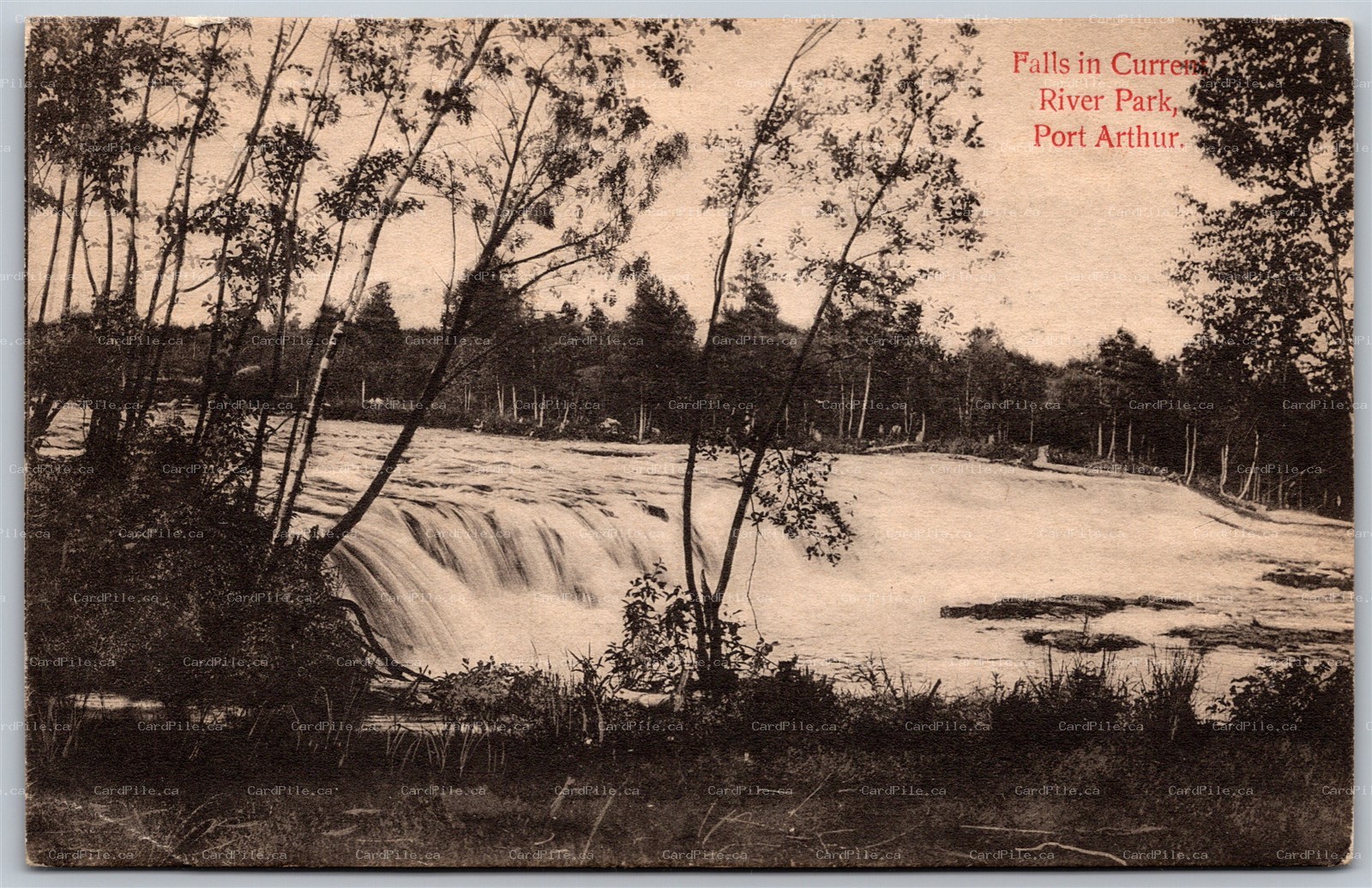 Postcard Port Arthur Ontario 1907 Falls in Current River Park by W. T. McEachren