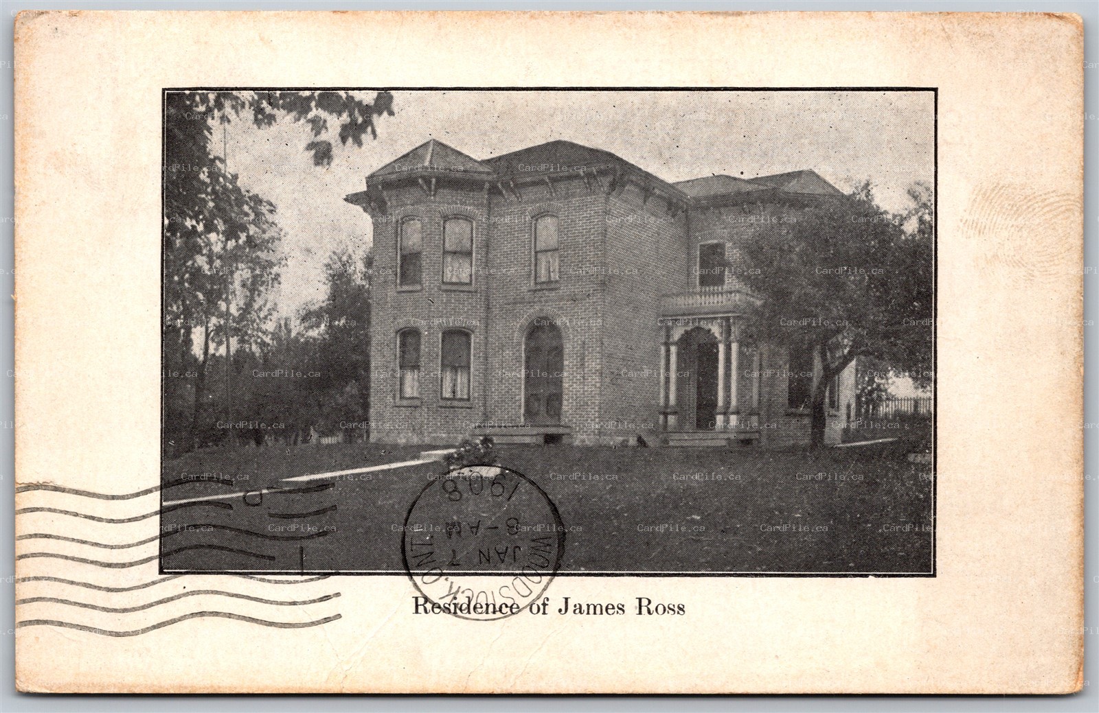 Postcard Waterford Ontario 1908 Residence of James Ross Norfolk County Genealogy