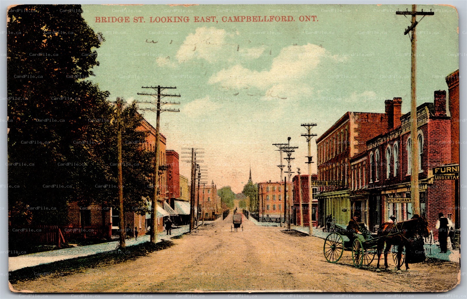 Postcard Campbellford Ontario c1910 Bridge St. Looking East by Stedman