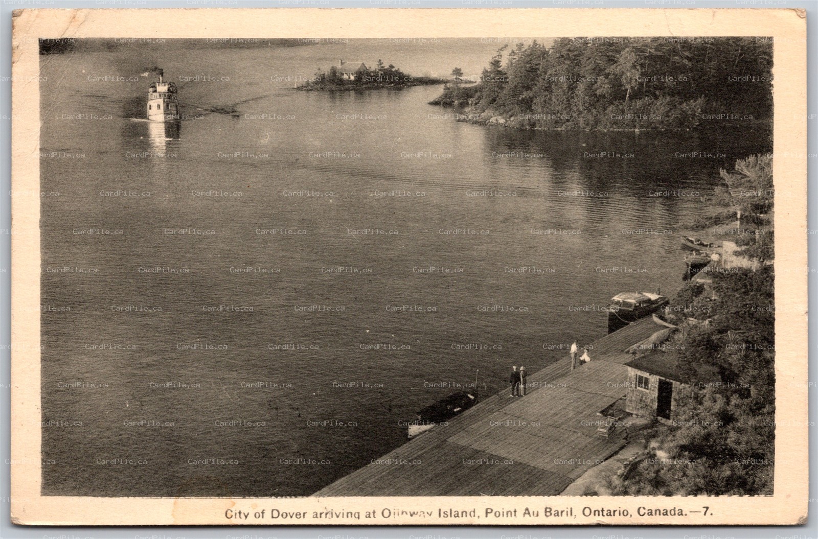 Postcard Pointe Au Baril ONT 1948 City Of Dover Arriving at Ojibway Island Point