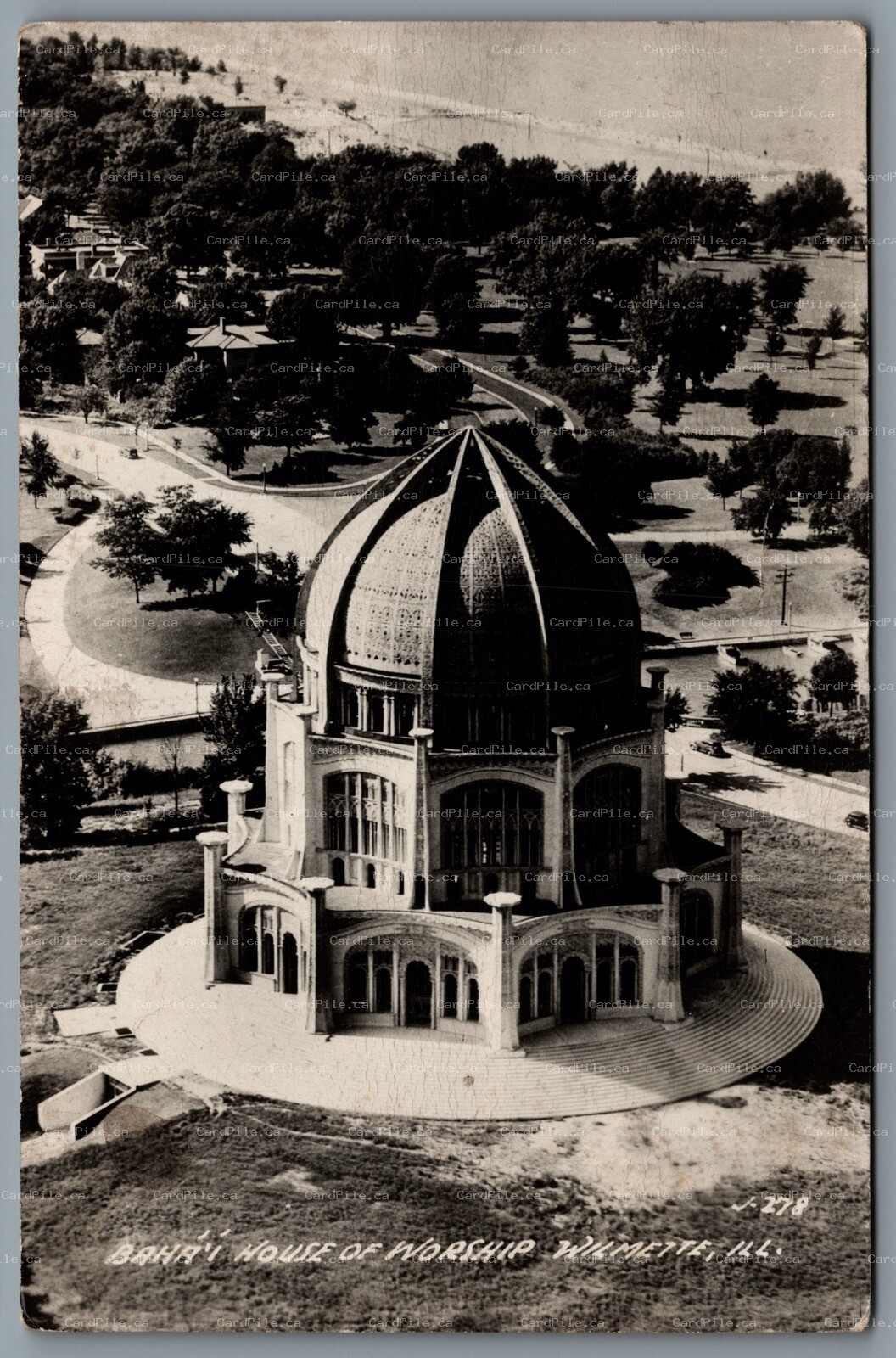 Postcard RPPC c1940s Wilmette IL Baháʼí House of Worship Baháʼí Faith Temple