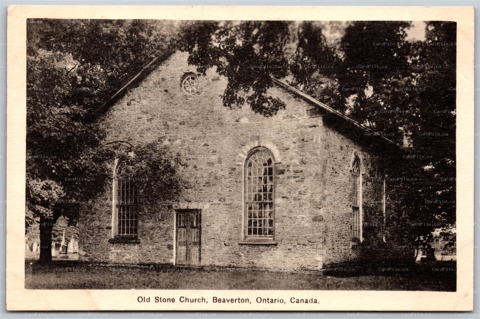 Postcard Beaverton Ontario 1930s Old Stone Church Brock Township by PECO 