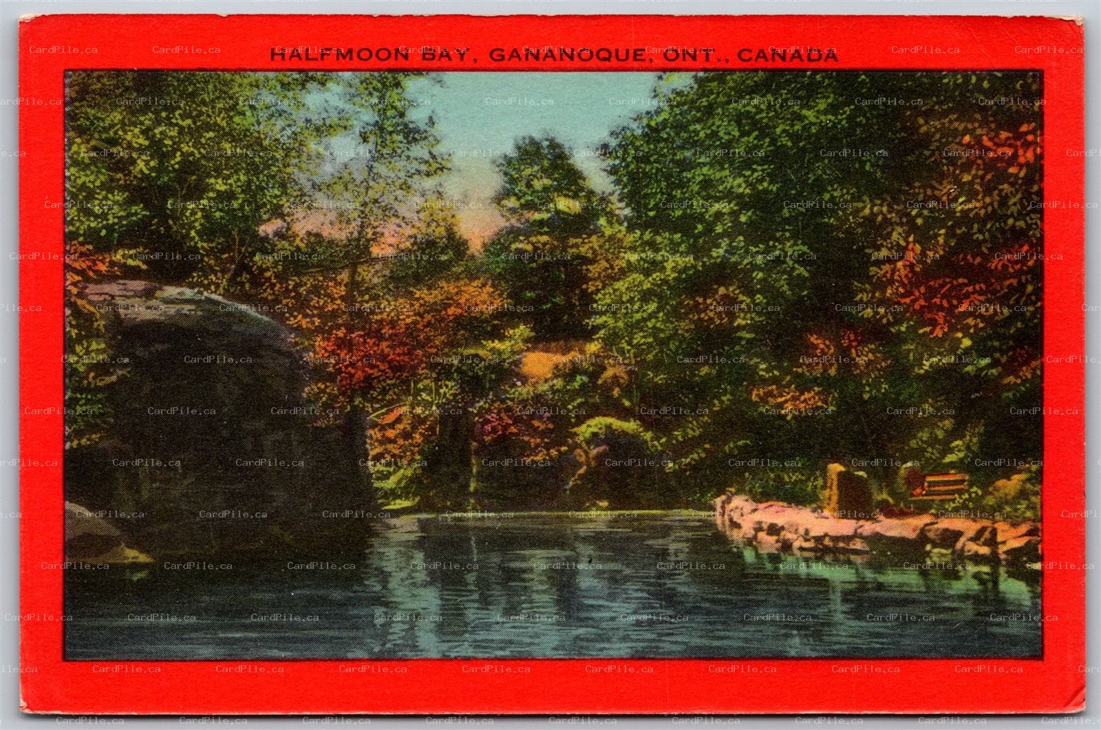 Postcard Gananoque Ontario c1930s Halfmoon Bay Scenic View Leeds and Grenville 