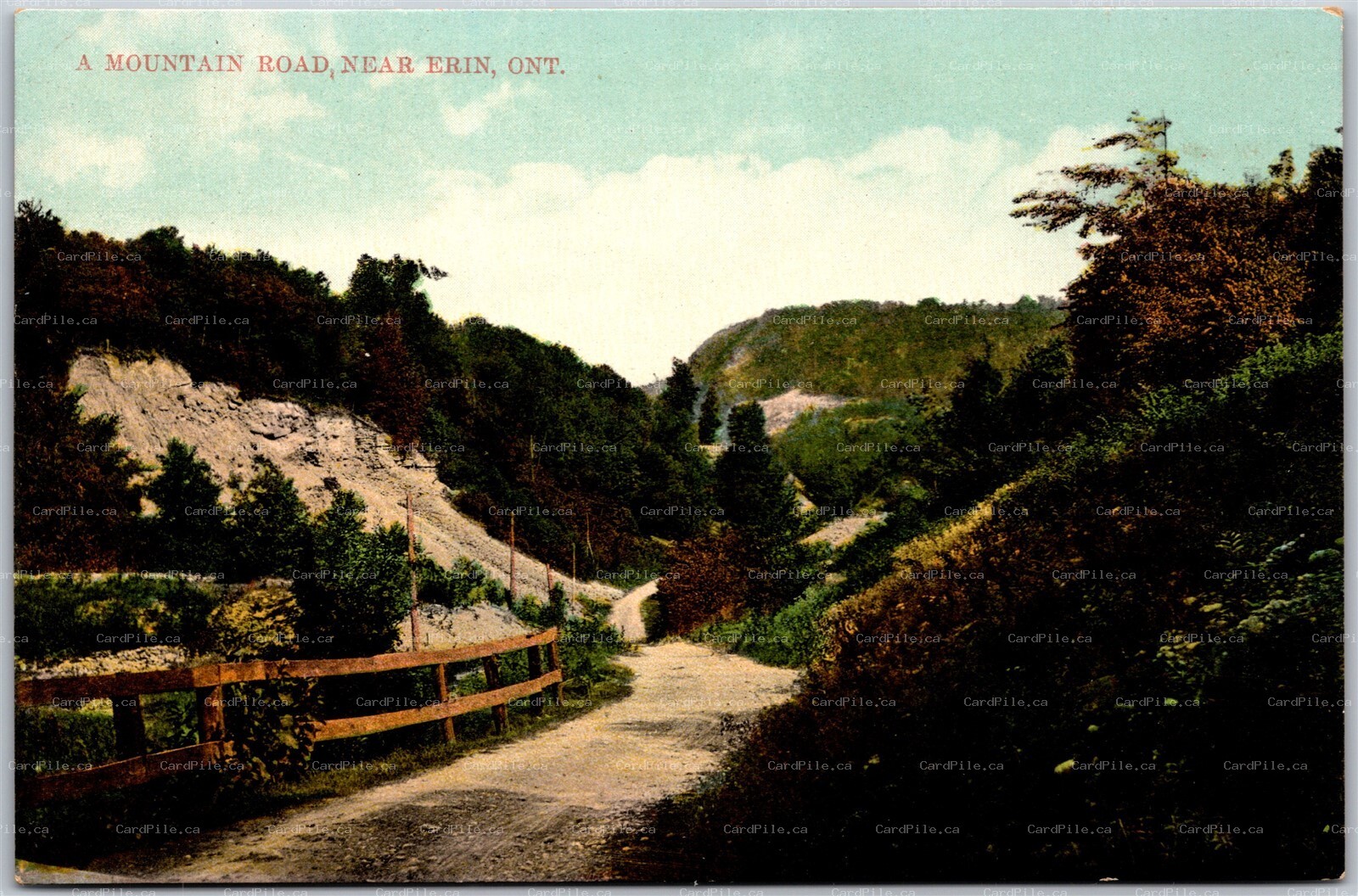 Postcard Erin Ontario c1910s A Mountain Road Wellington County by Dr. H. Gear