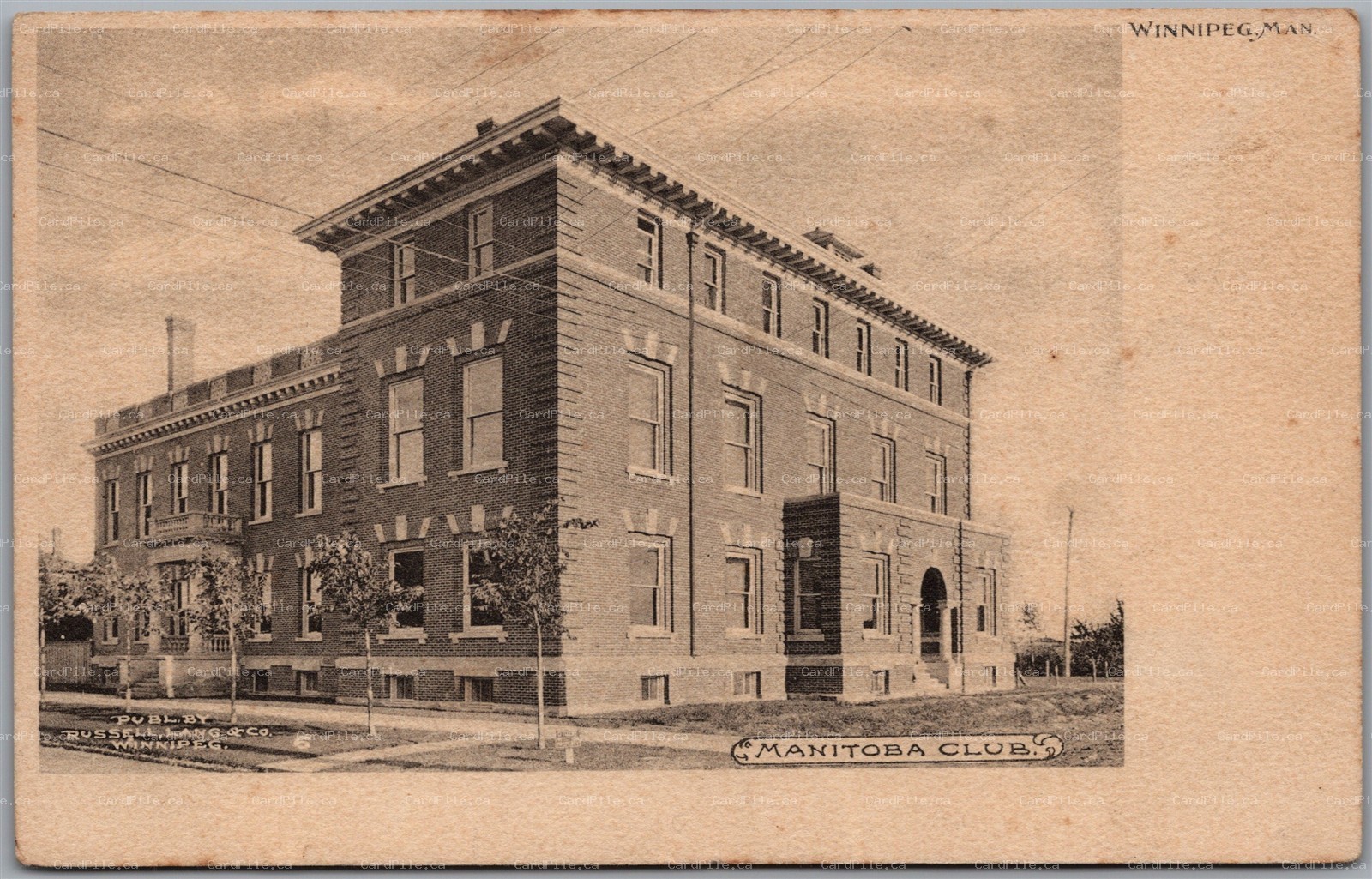 Postcard Winnipeg Manitoba c1906 Manitoba Club by Russell, Lang & Co.