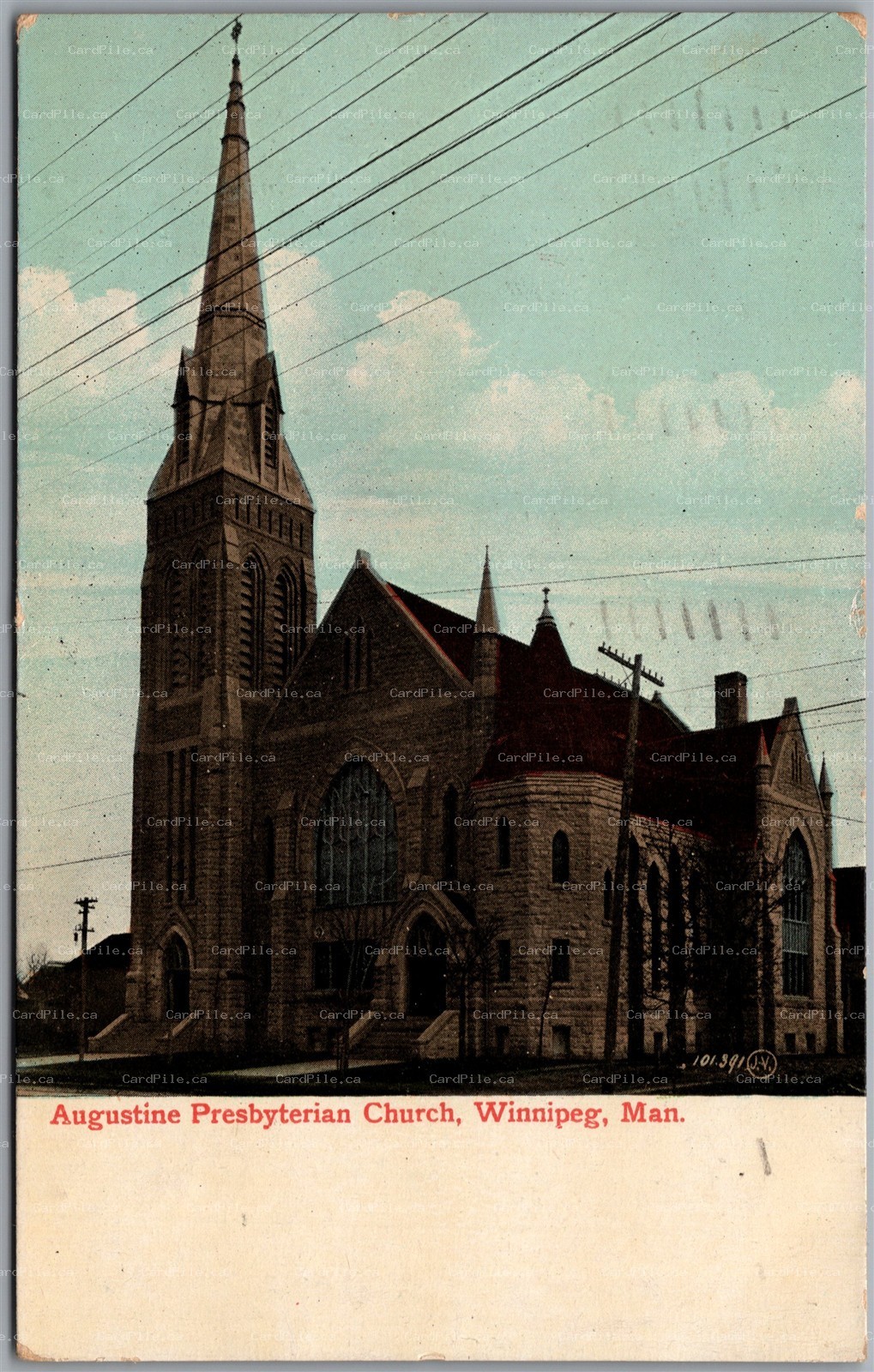 Postcard Winnipeg Manitoba c1909 Augustine Presbyterian Church to Uxbridge Ont