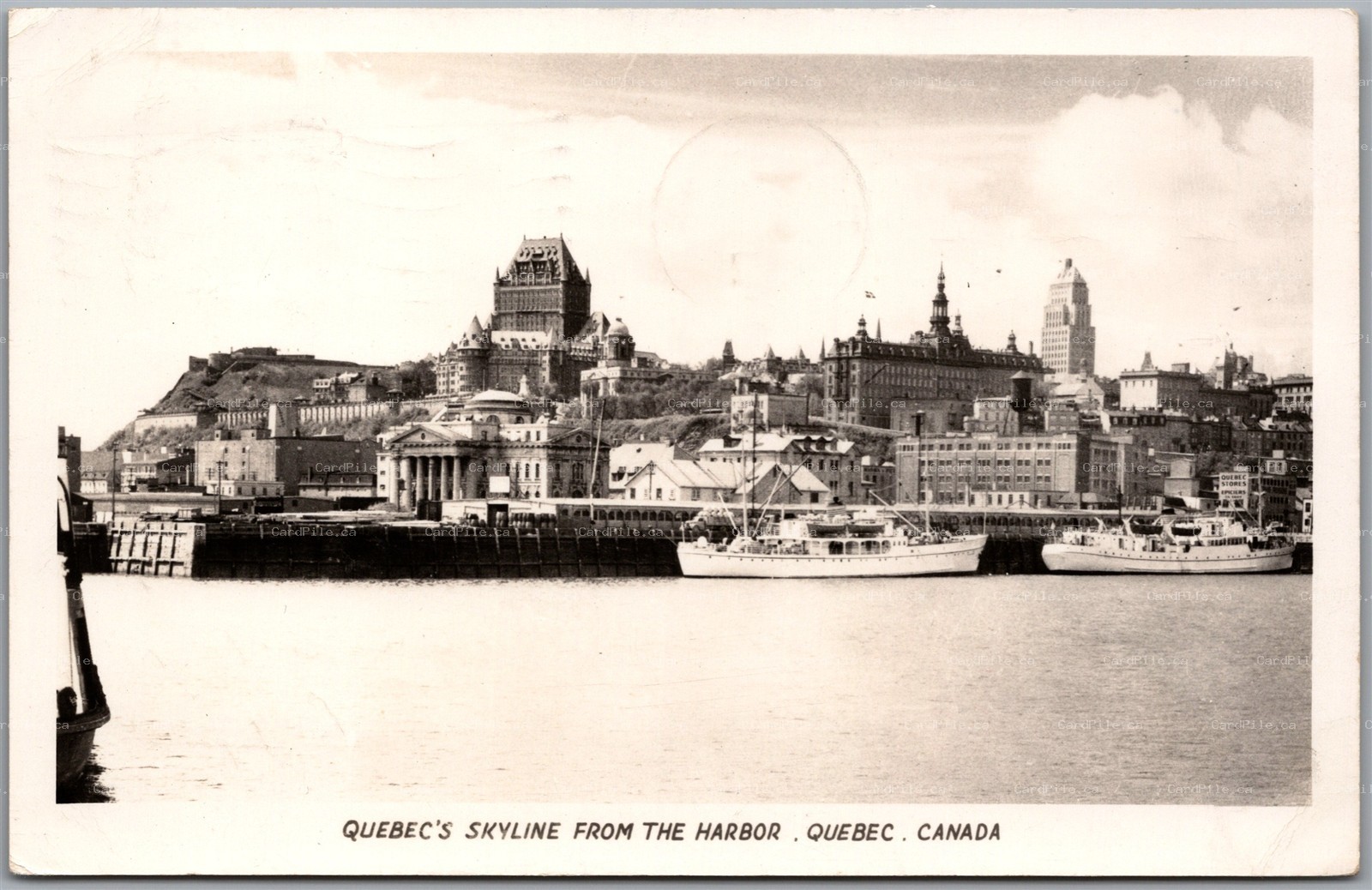 Postcard RPPC c1952 Quebec Skyline from the Harbor Thetford Mines CDS Cancel