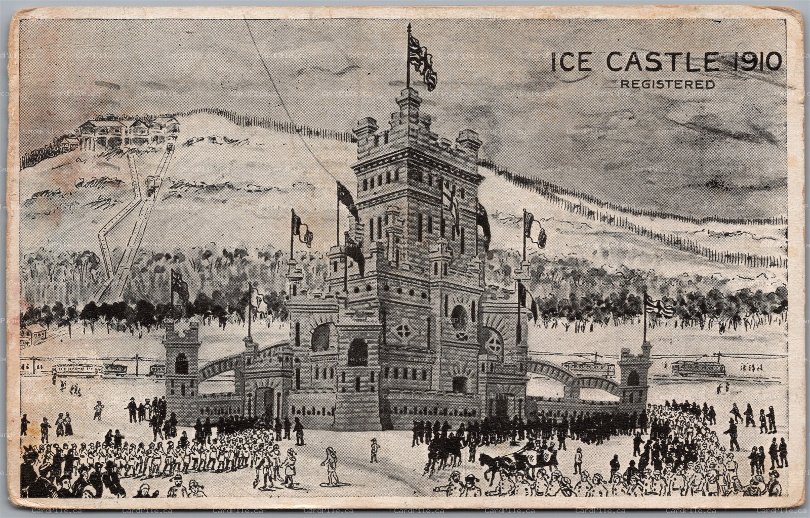 Postcard Montreal Quebec 1910 Ice Castle Carnival Post Card to Ottignies Belgium