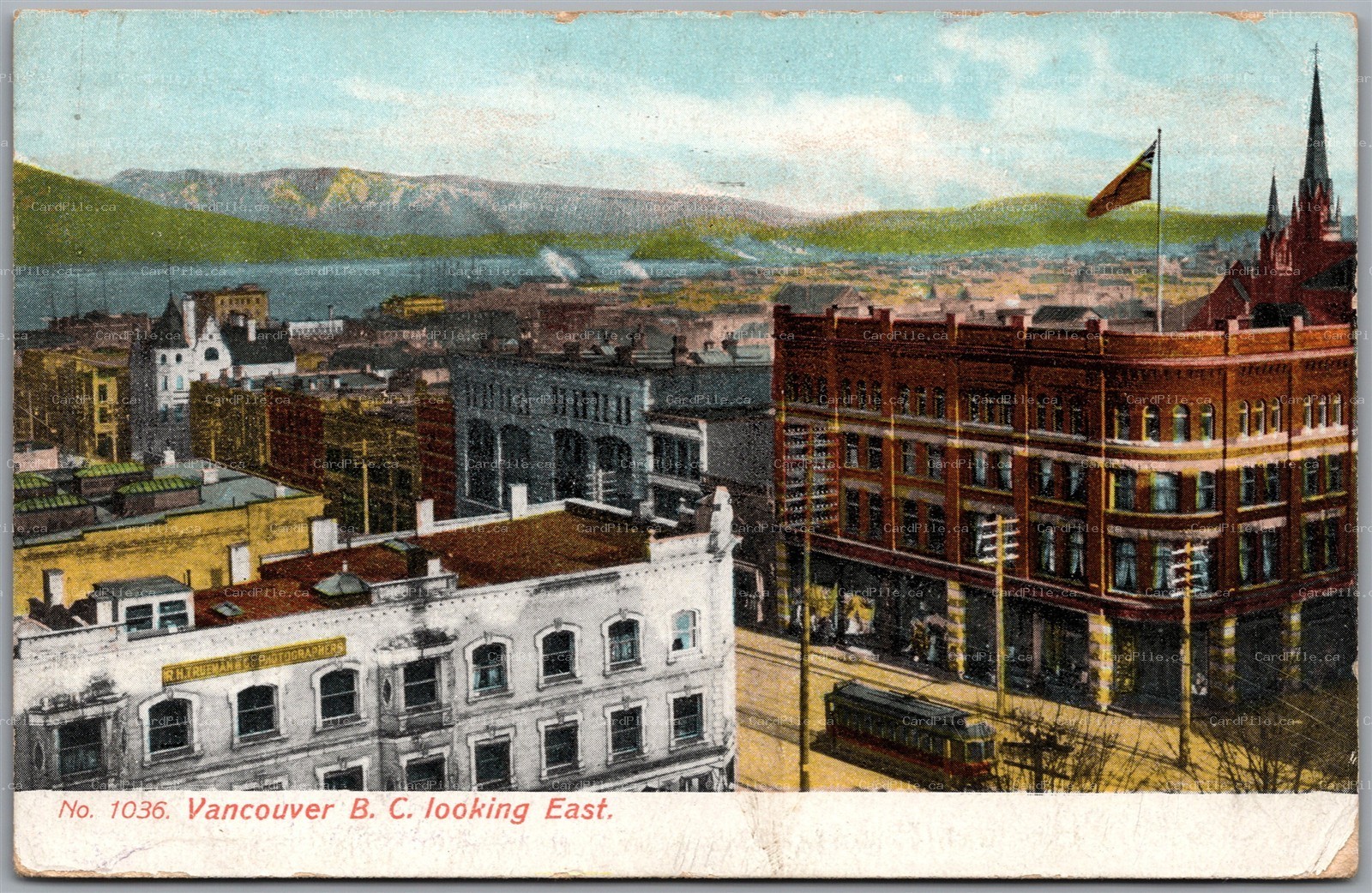 Postcard Vancouver British Columbia 1910 Looking East Trolley Stephen J Thompson
