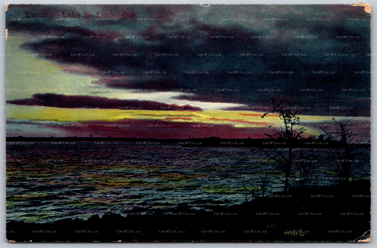 Postcard Lake St. Louis Quebec c1914 Scenic Evening View by Valentines