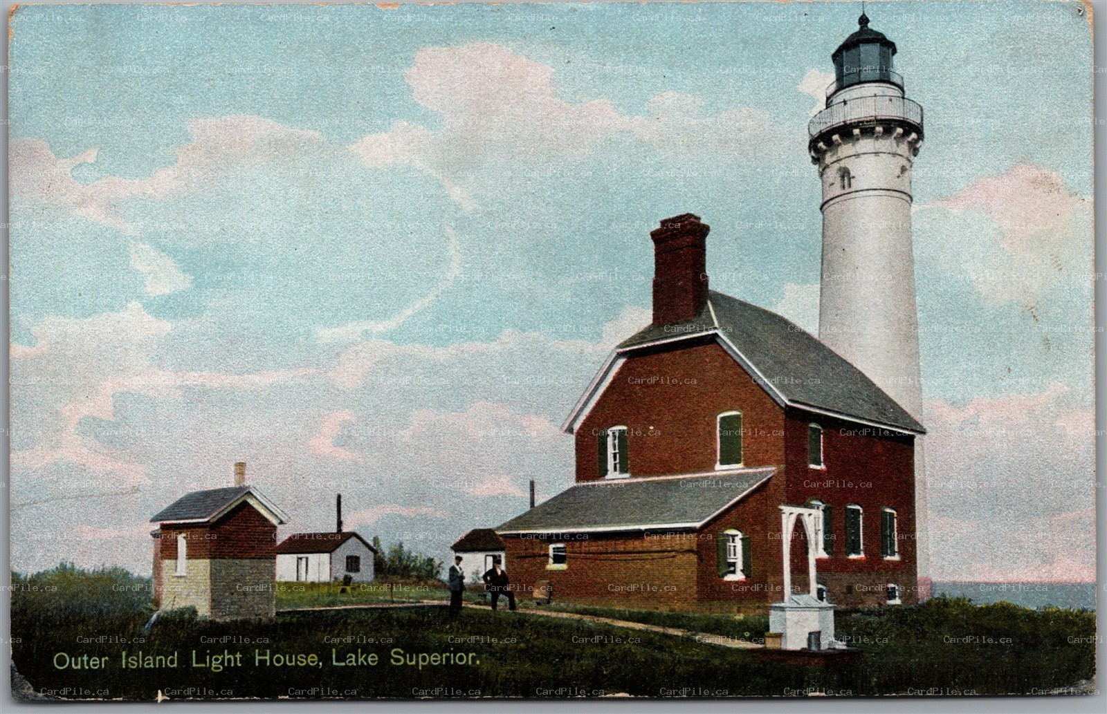Postcard Lake Superior Ontario c1910s Outer Island Light House Hugh C. Leighton