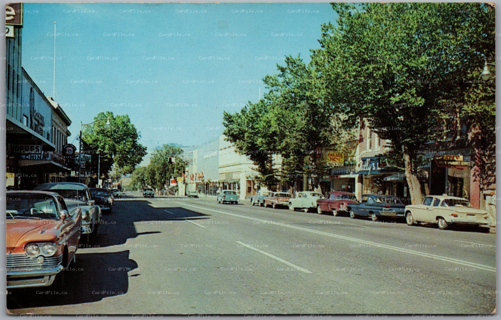 Postcard Vernon British Columbia Bernard Ave Looking West Old North Okanagan