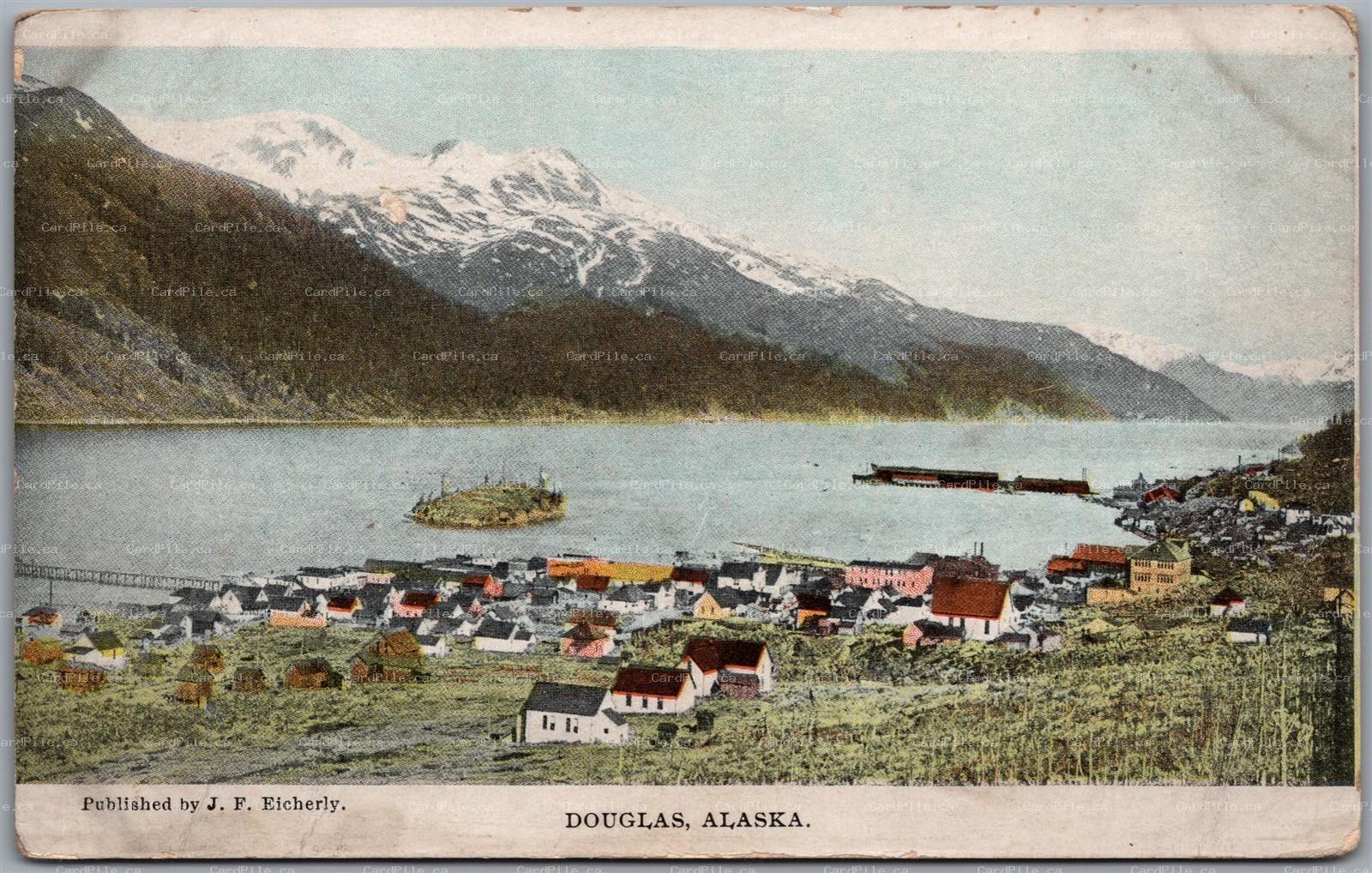 Postcard Douglas Alaska c1900s Scenic View of Town by J. F. Eicherly