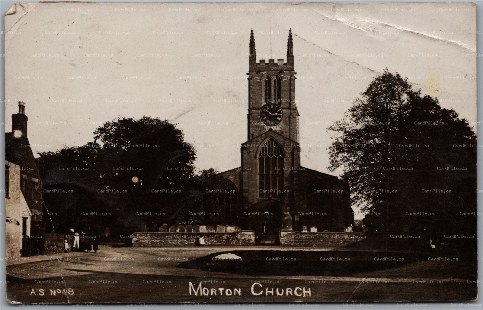 Postcard RPPC Morton England c1906 Church High Street Lincolnshire *as is*