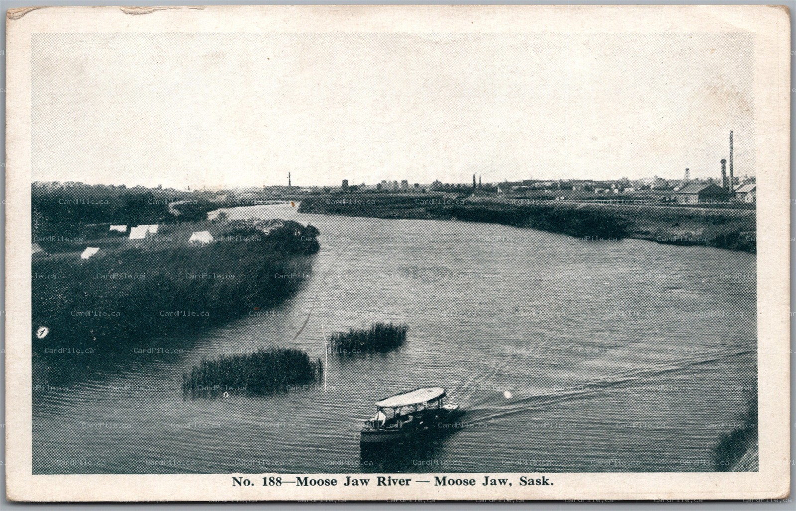 Postcard Moose Jaw Saskatchewan c1910s River View Boat by Novelty Mfg.