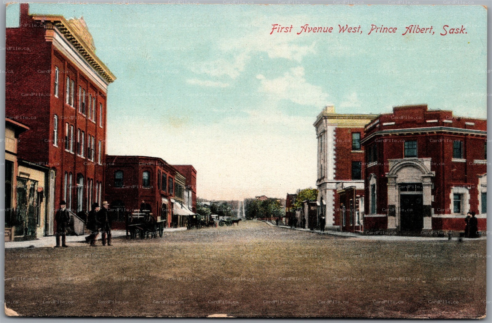 Postcard Prince Albert Saskatchewan c1910s First Avenue West by Stedman Bros.