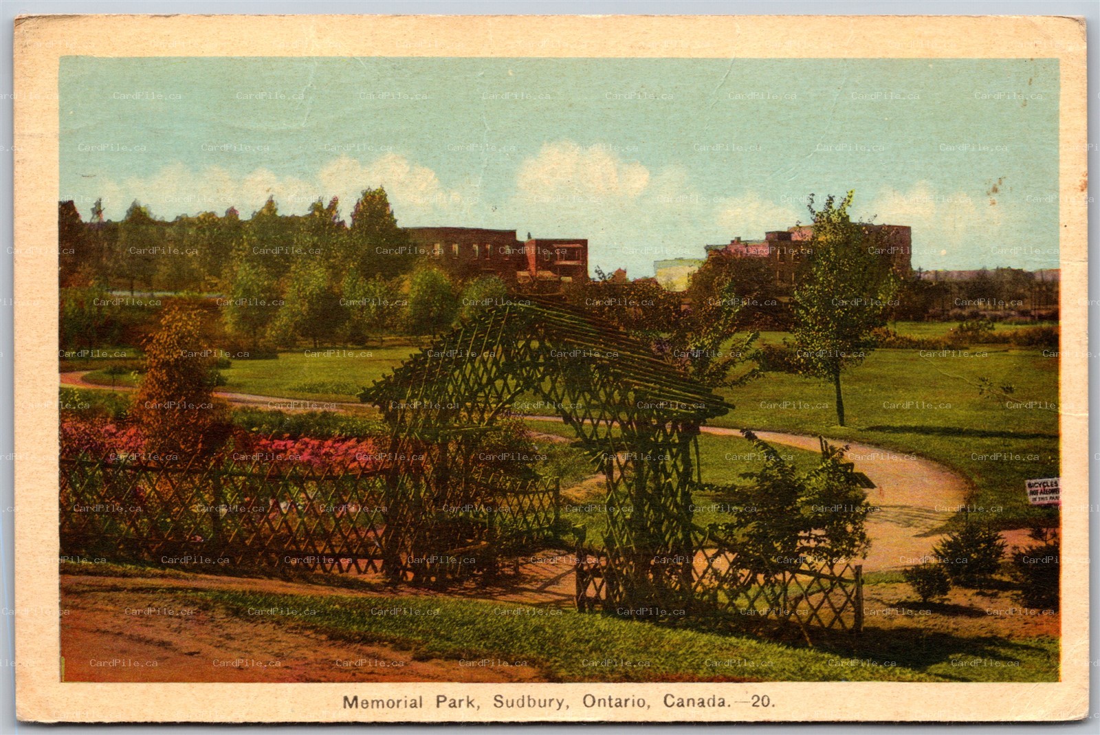 Postcard Sudbury Ontario c1942 Memorial Park to Malagash Station NS by PECO