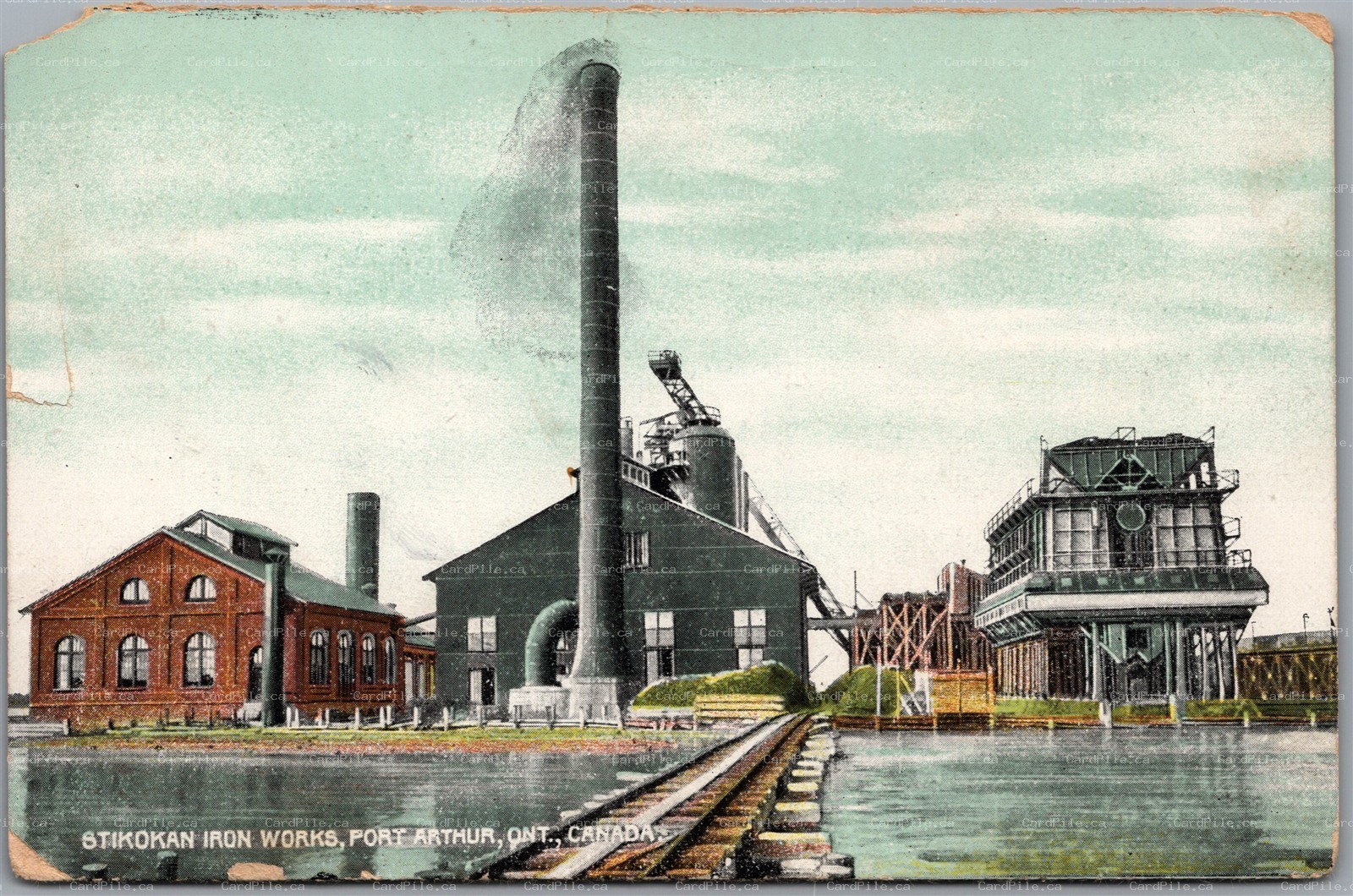 Postcard Port Arthur Ontario c1908 Stikokan Iron Works Railroad Tracks *as is*
