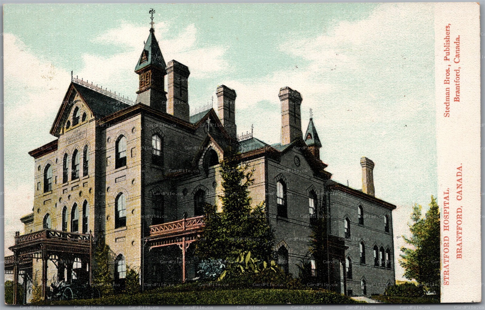 Postcard Brantford Ontario c1910s John H. Stratford Hospital Architecture