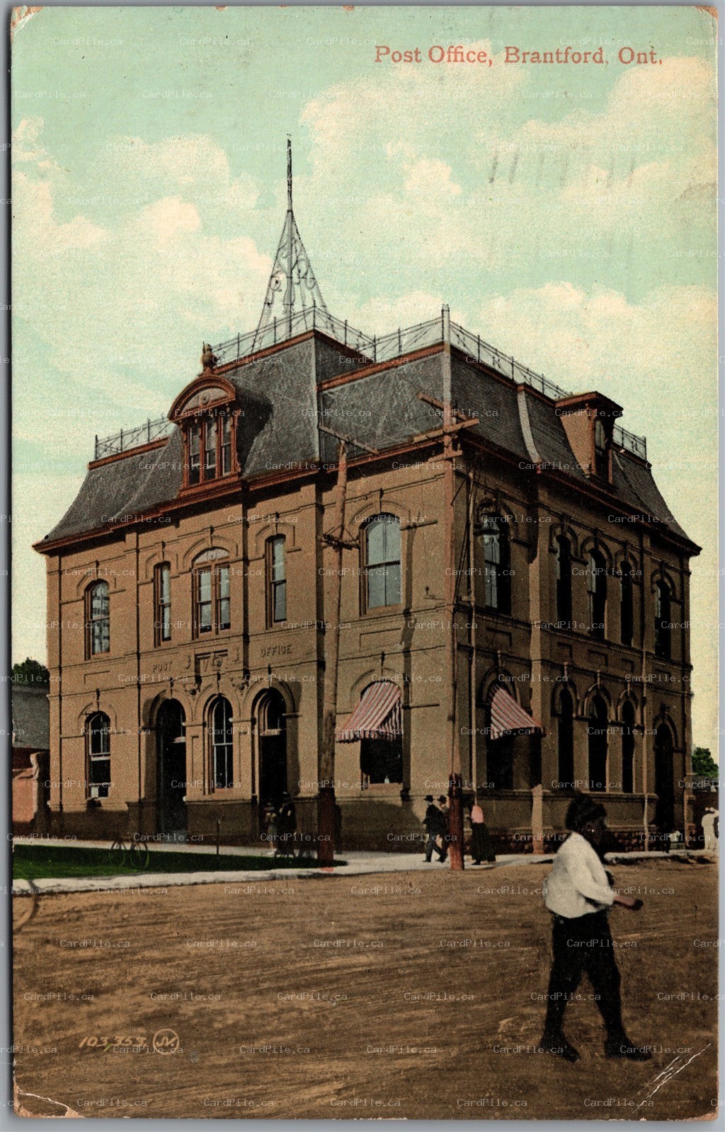 Postcard Brantford Ontario c1909 Post Office to Lanark Montana