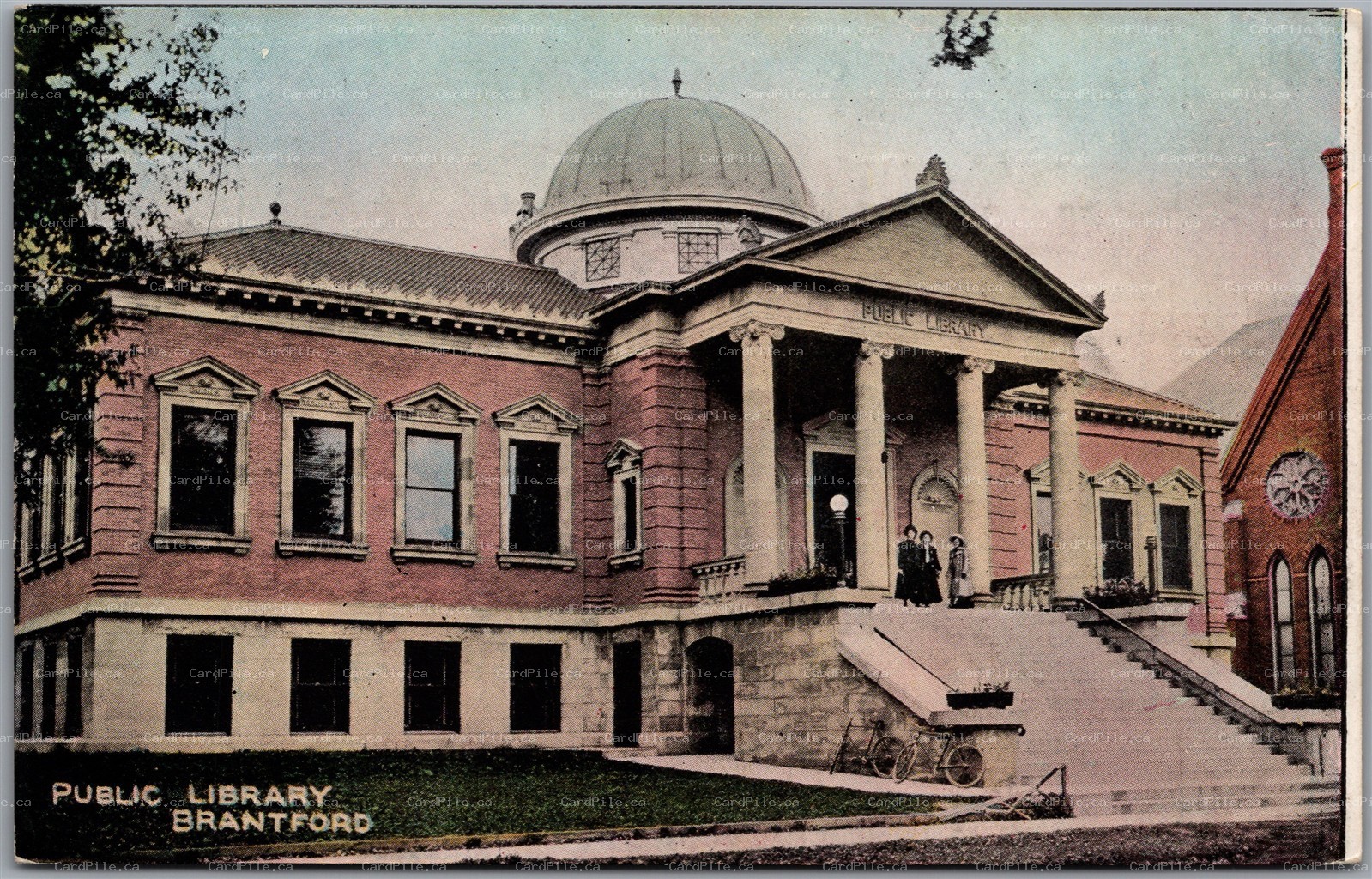 Postcard Brantford Ontario c1910s Public Library Building Carnegie by MacFarlane